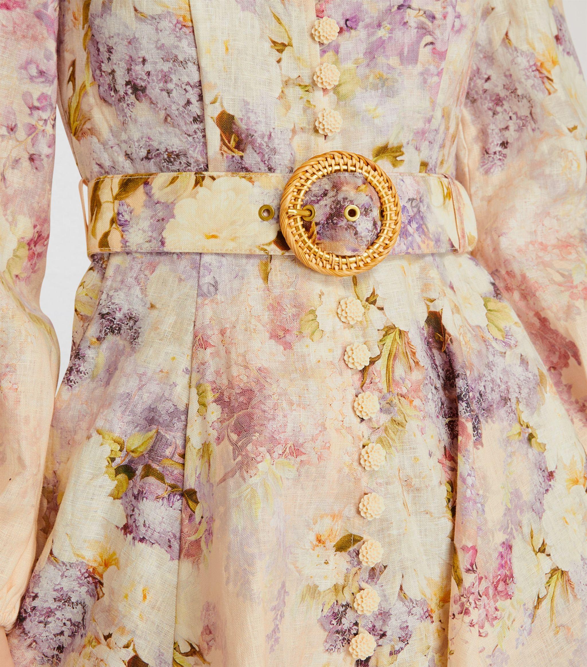 Zimmermann Lyrical Buttoned Mini Dress in Natural | Lyst