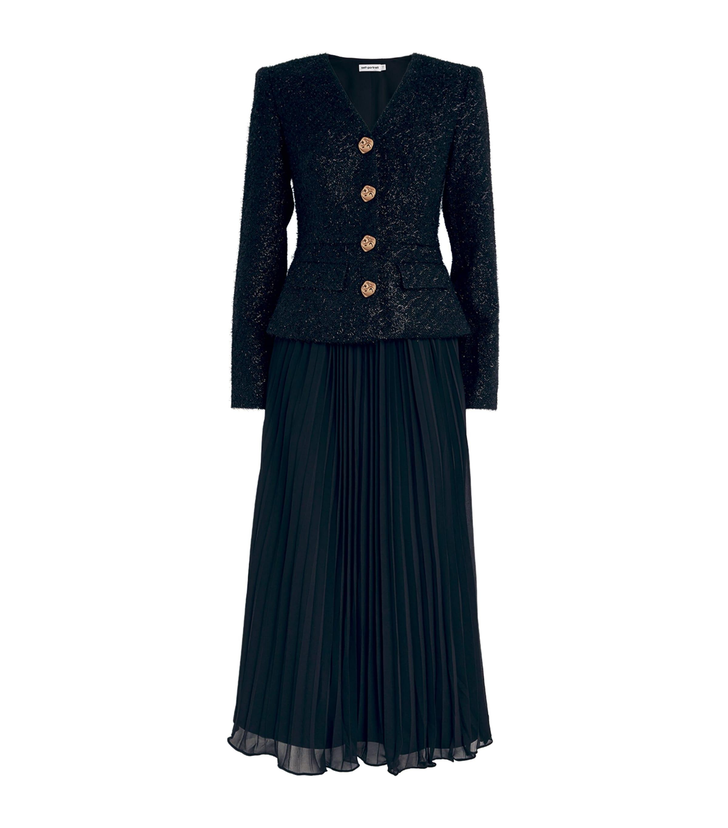 SELF PORTRAIT Plisse boucle highest midi dress955692
