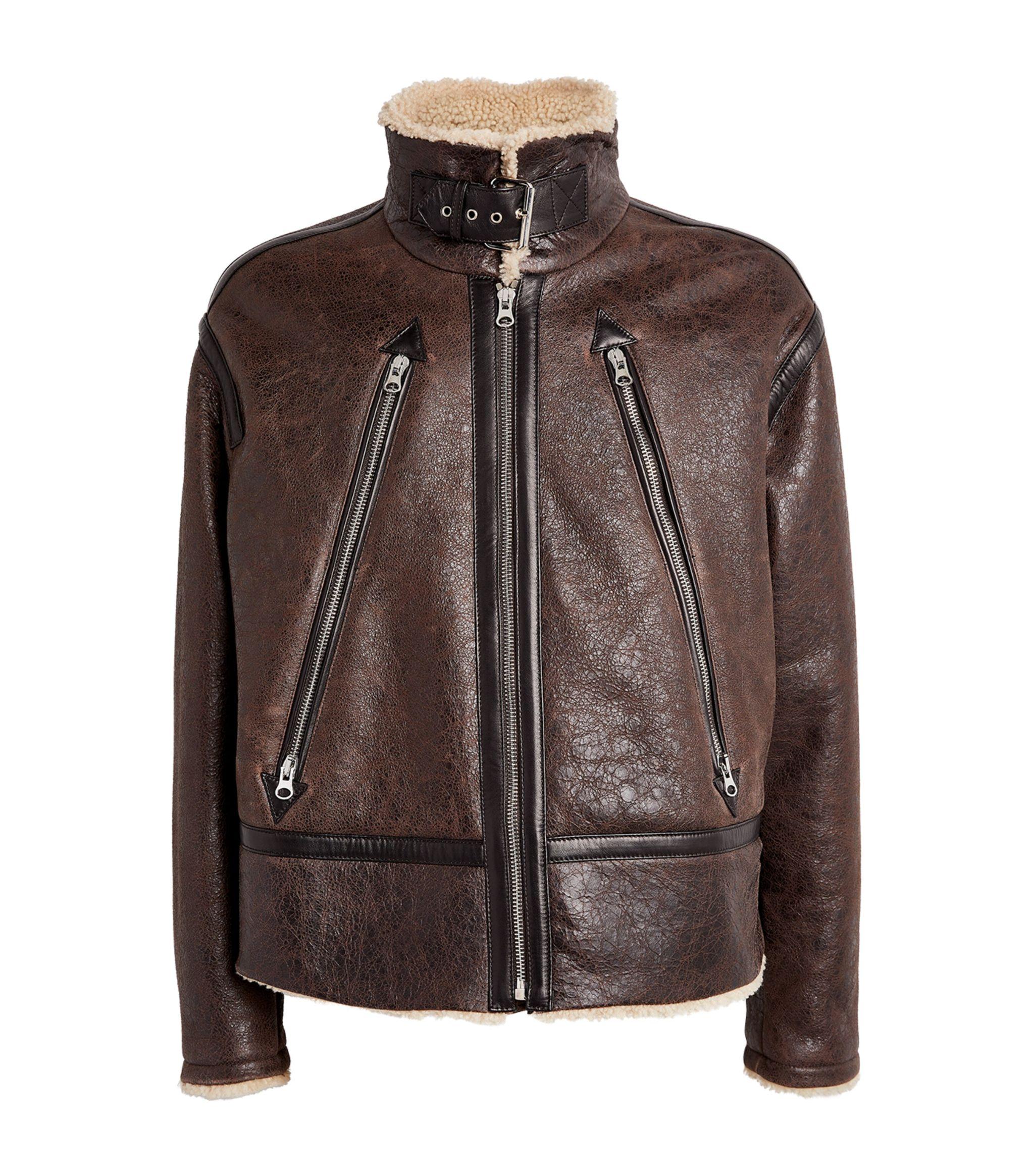 MM6 by Maison Martin Margiela Leather-shearling Jacket in