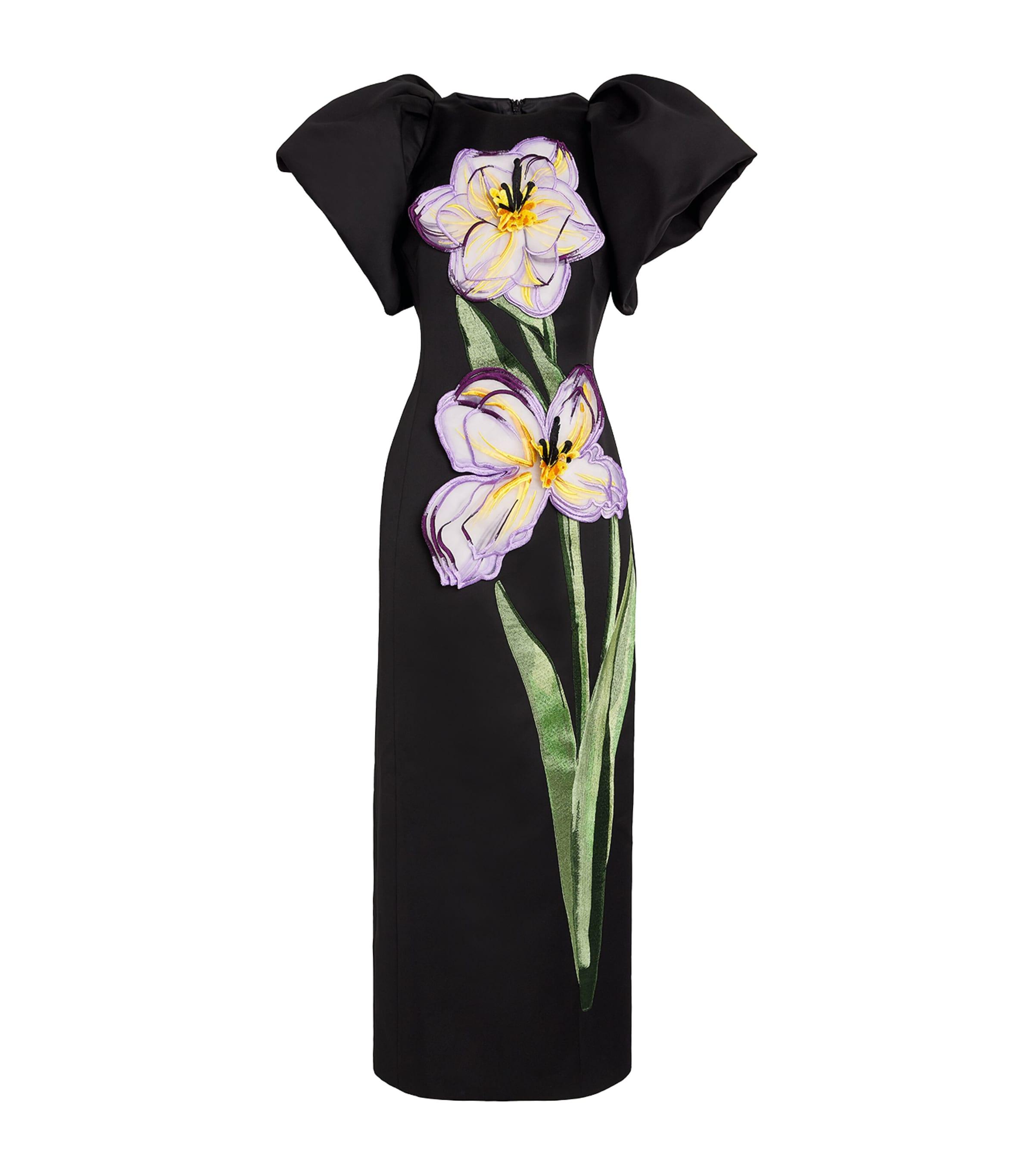 【Leo Lin】Lucinda Applique Floral Maxi Dress Lucinda Appliqué Floral Maxi Dress - Iris Print in Ebony