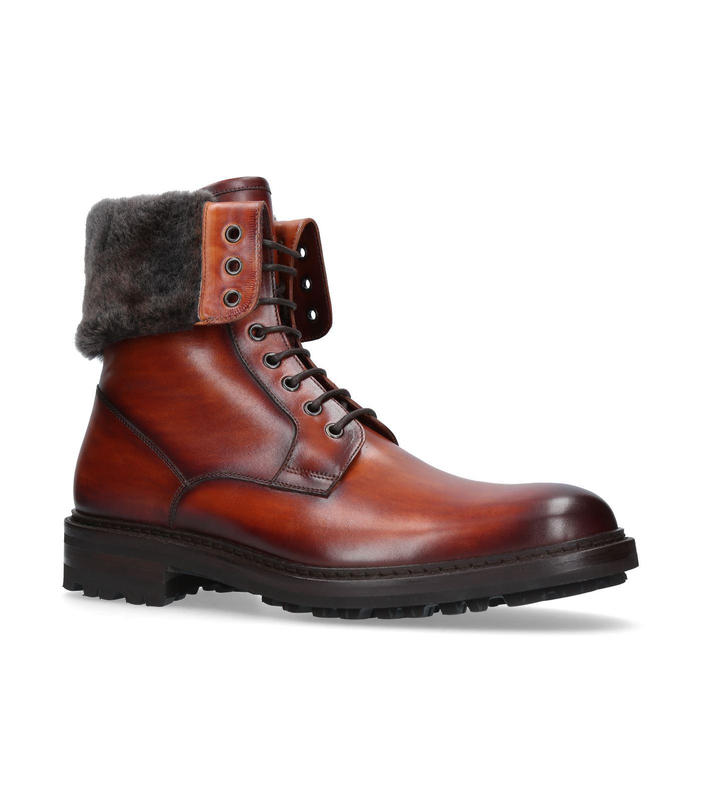 Magnanni Leather Shearling Boots in Brown for Men Lyst