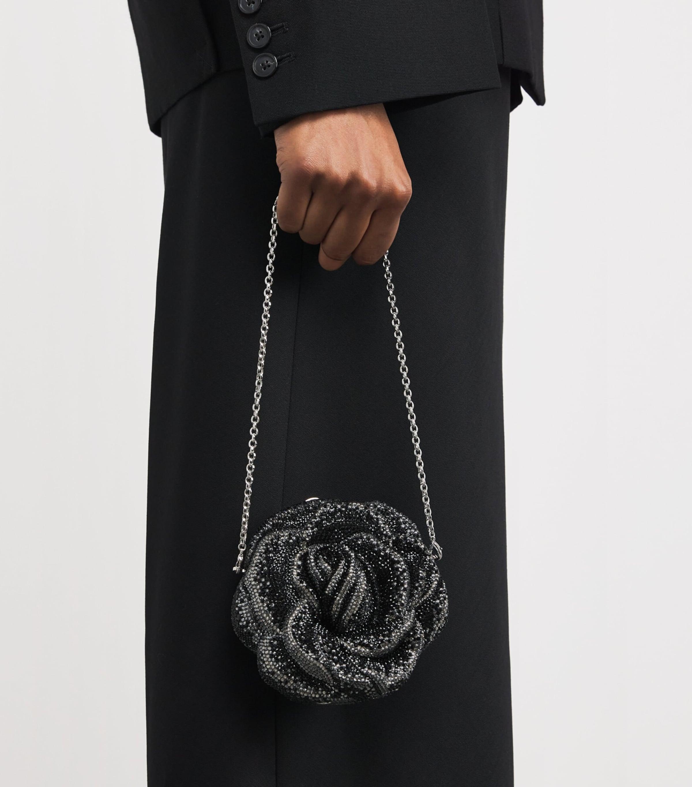 Judith Leiber Crystal-Embellished Rose Clutch Bag in Black | Lyst UK