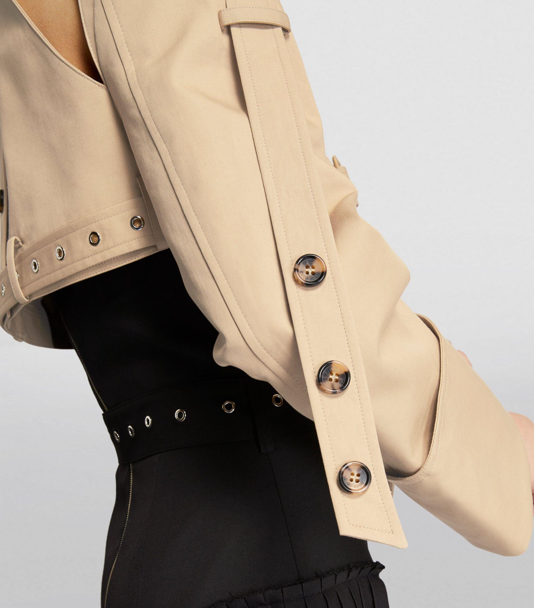 ROKH Cropped Trench Coat in Natural | Lyst