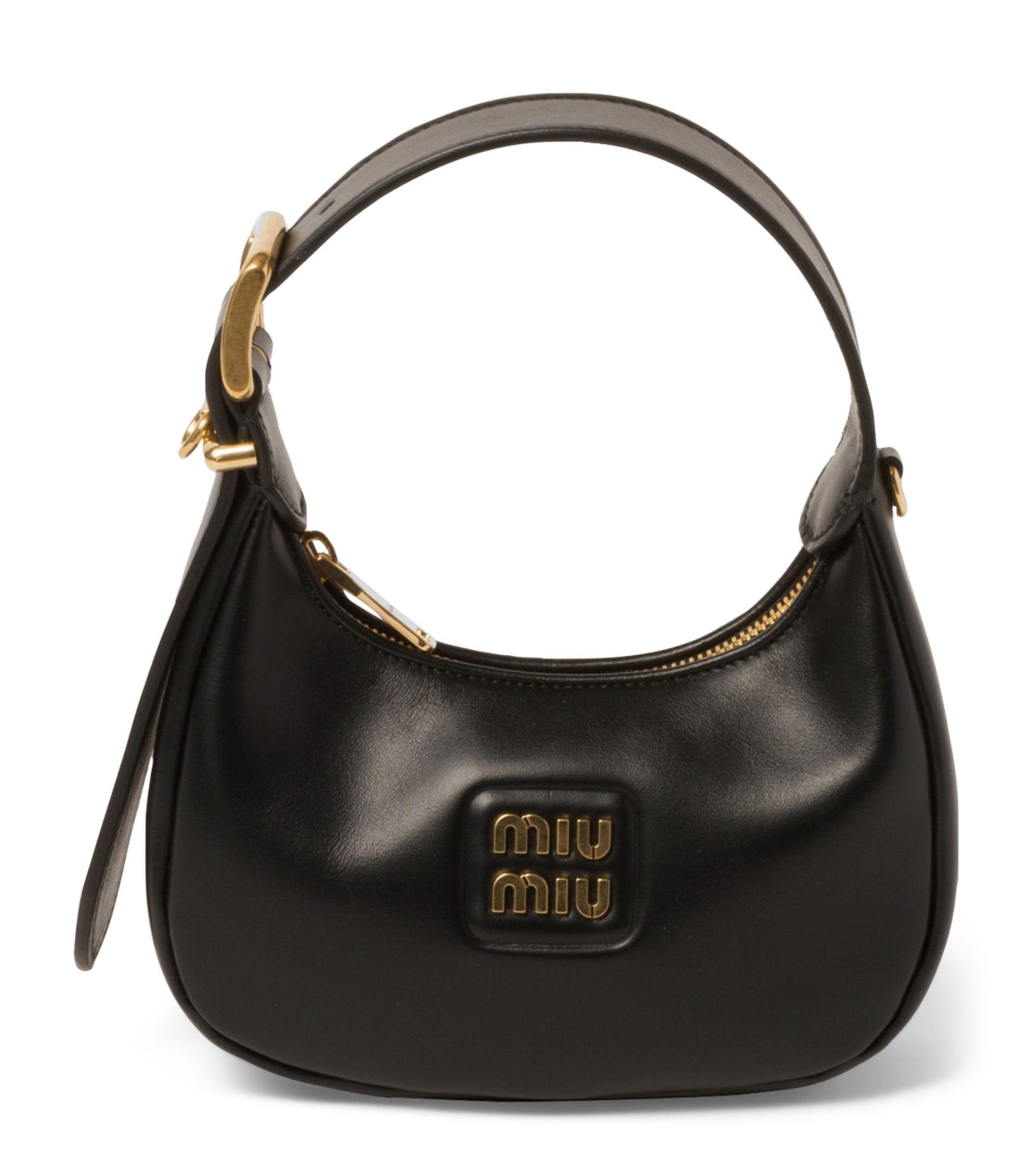 Miu Miu Mini Leather Half-moon Top-handle Bag in Black | Lyst Canada