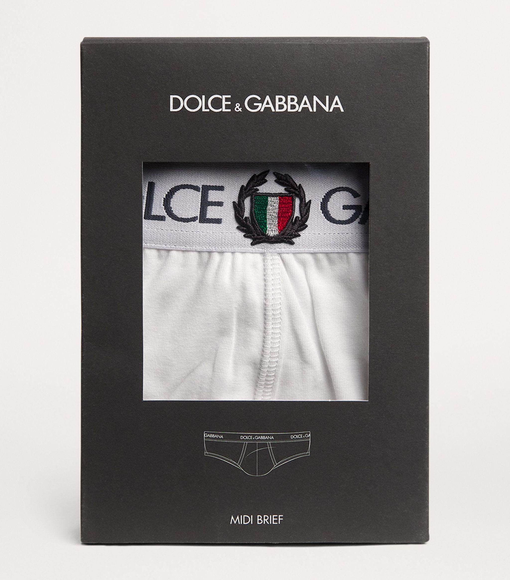 Dolce Gabbana Stretch Cotton Crest Briefs in White for Men Lyst
