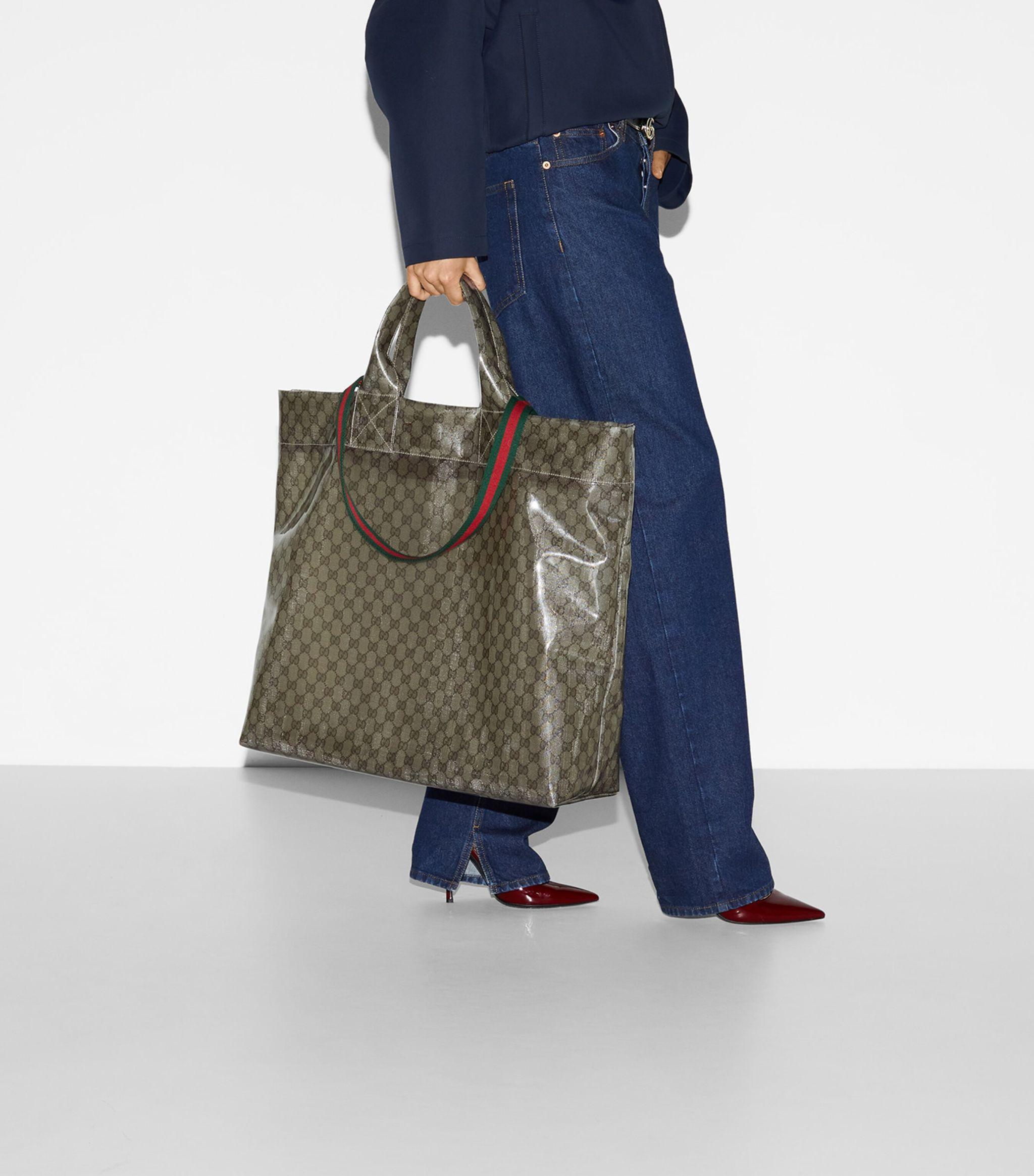 Gucci See Through Gg Tote Bag in Natural Lyst