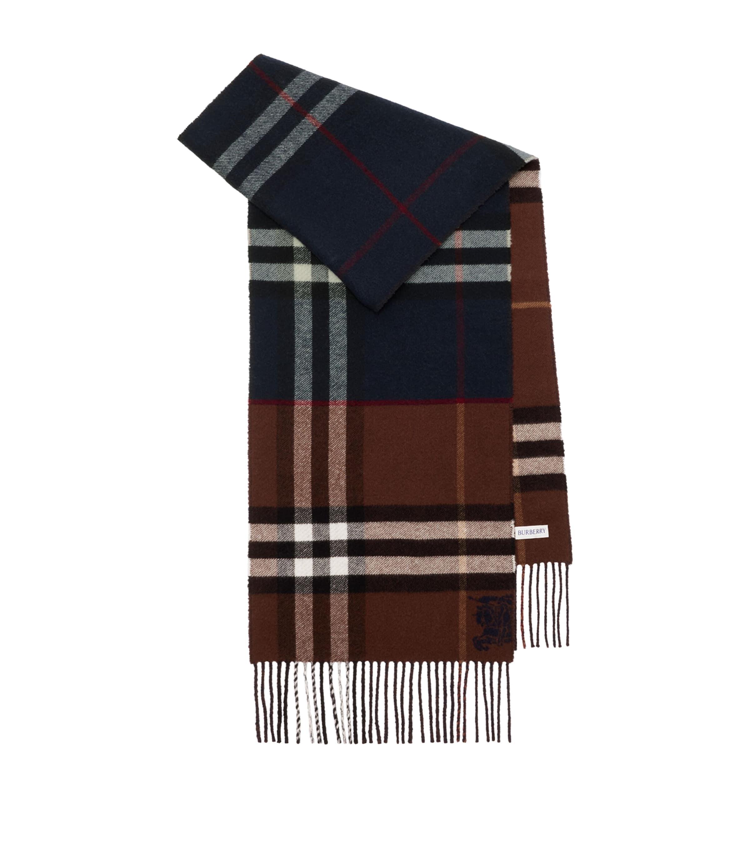 Burberry Cashmere Contrast Check Scarf in Blue Lyst UK
