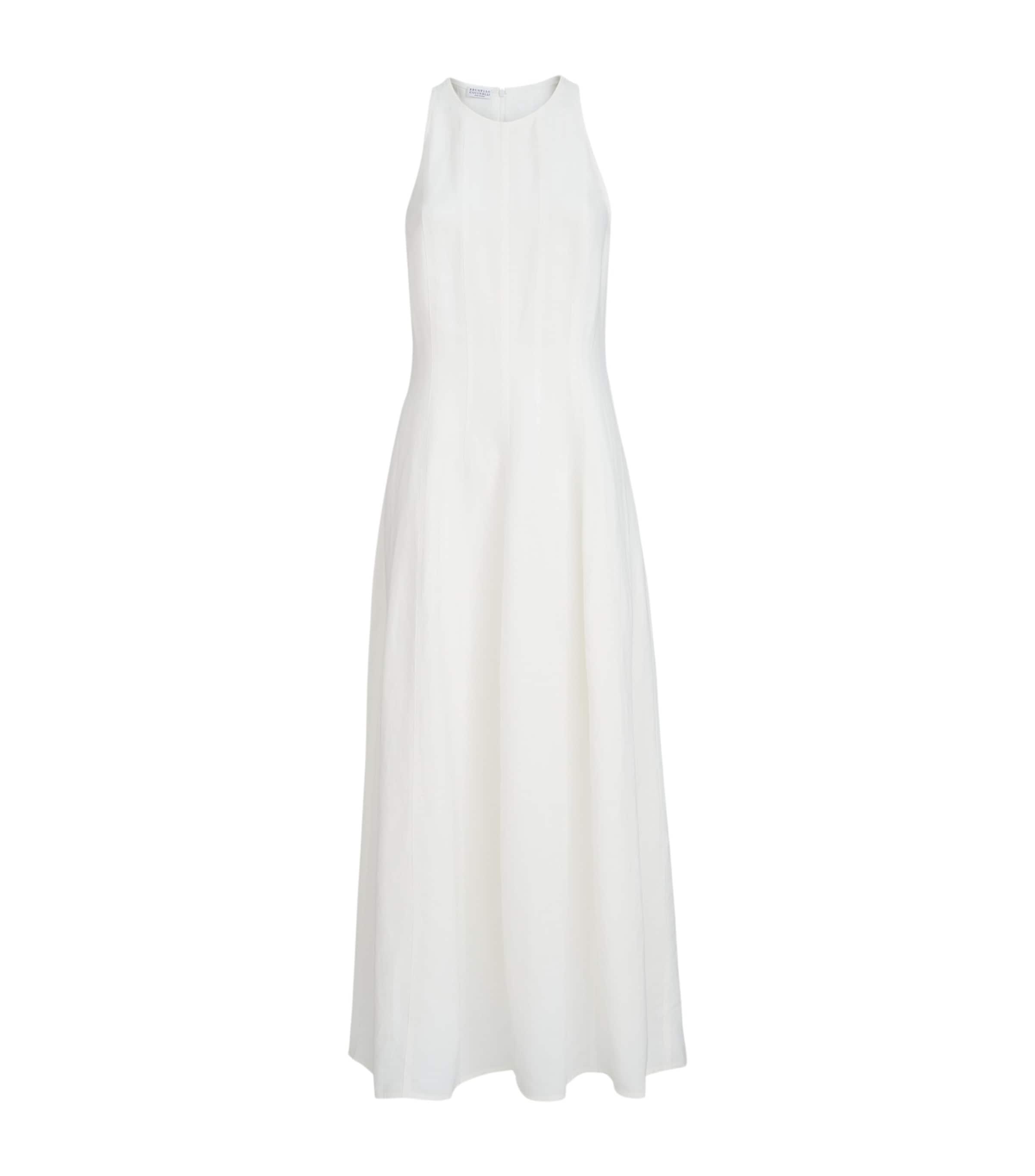 chinese dress ladies Linen Twill Maxi Dress