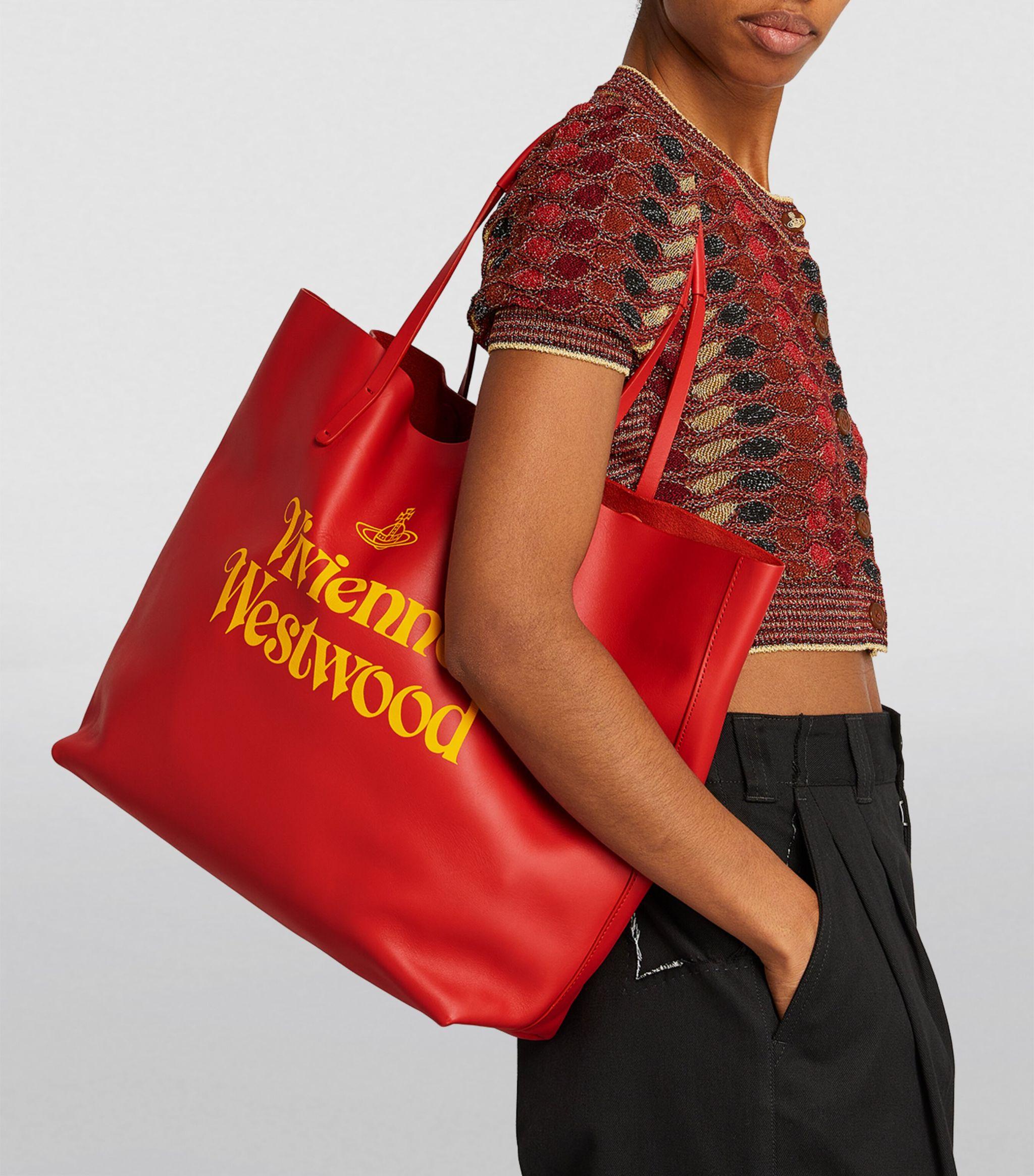 トートバッグ Vivienne Westwood Vivienne Westwood 24FW Women's Logo Tote B Vivienne Westwood Leather Logo Tote Bag in Red | Lyst