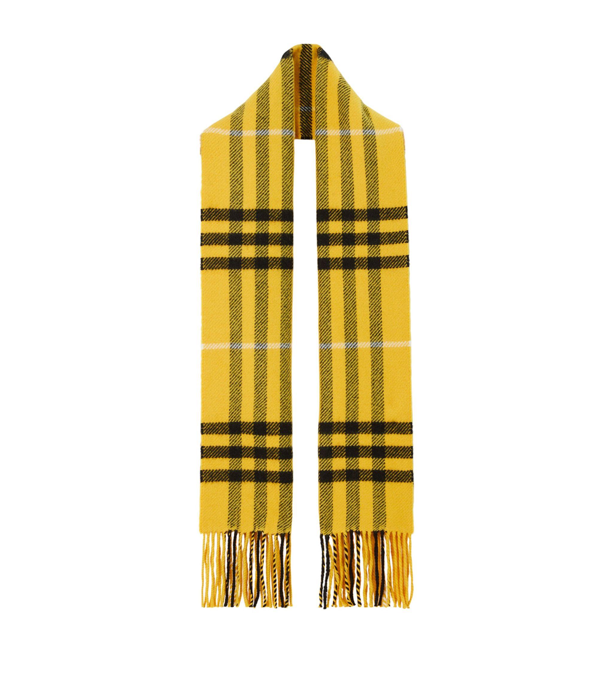 lørdag nå ulæselig Burberry Wool-cashmere Check Scarf in Yellow | Lyst