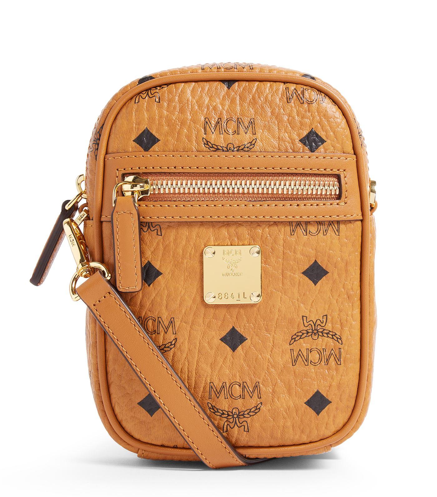 MCM Canvas Mini Visetos Cross Body Bag in Brown Lyst