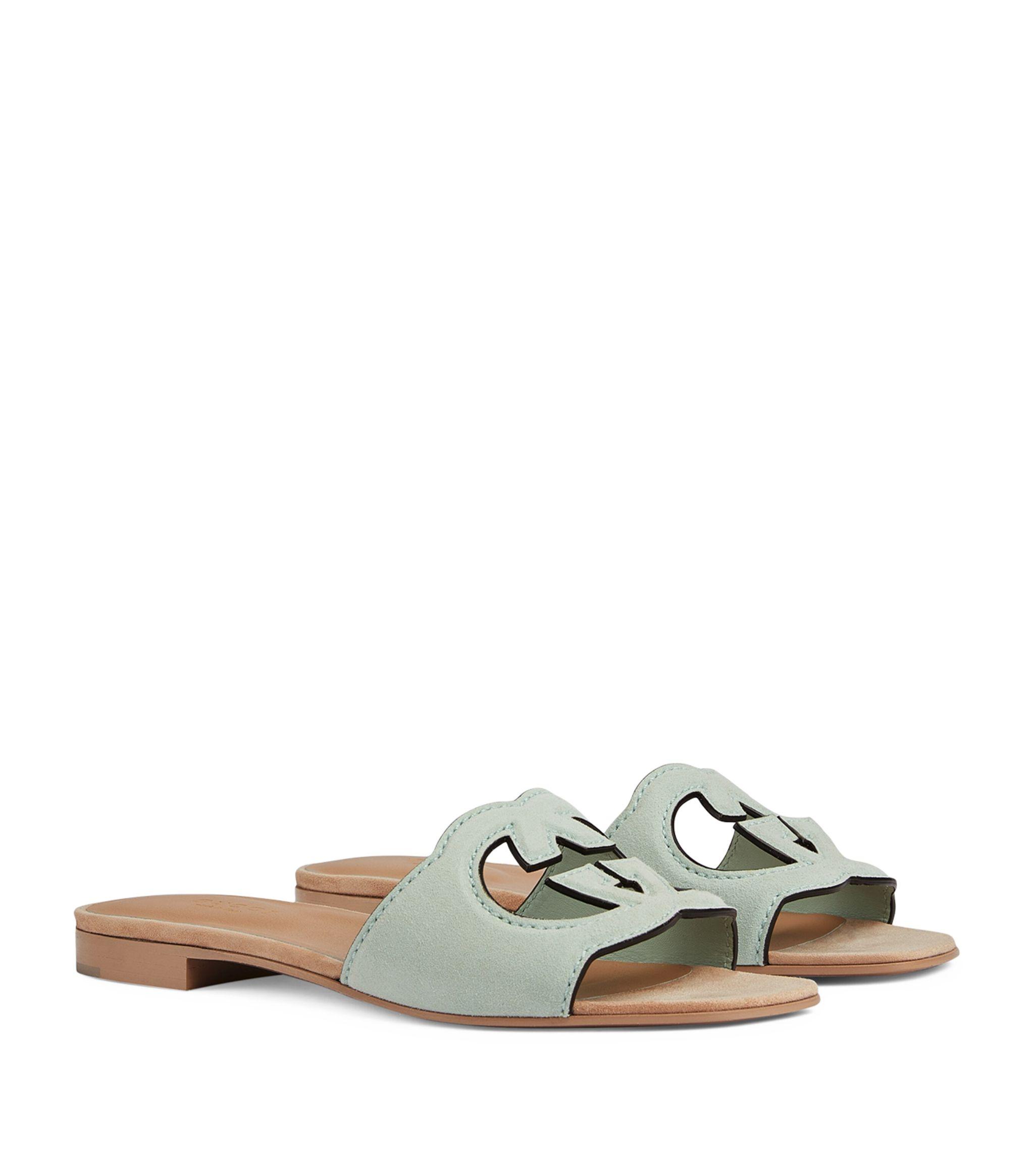 Gucci Suede Interlocking G Sandals in Green Lyst