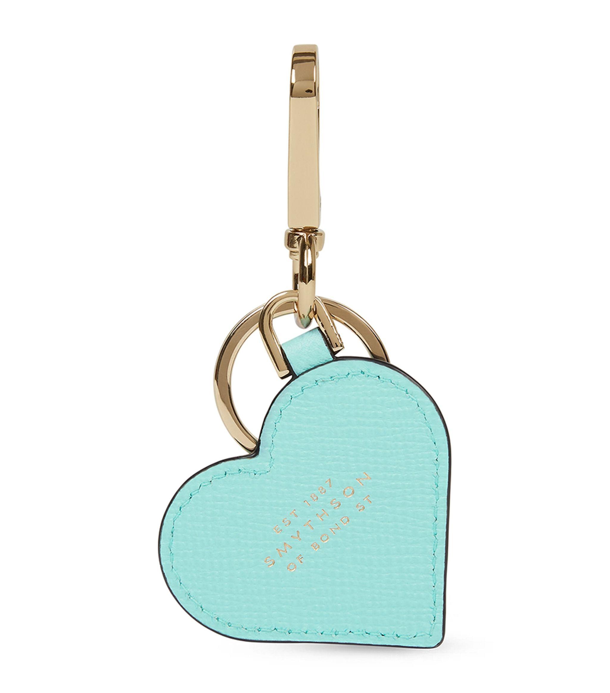 Smythson Leather Heart Keyring in Blue | Lyst