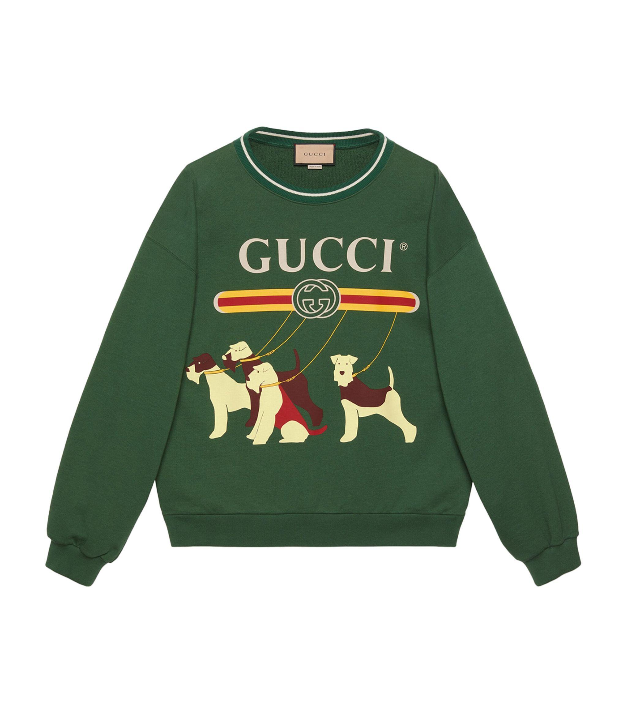 Gucci Logo Dog Print Sweatshirt in Green for Men | Lyst Canada