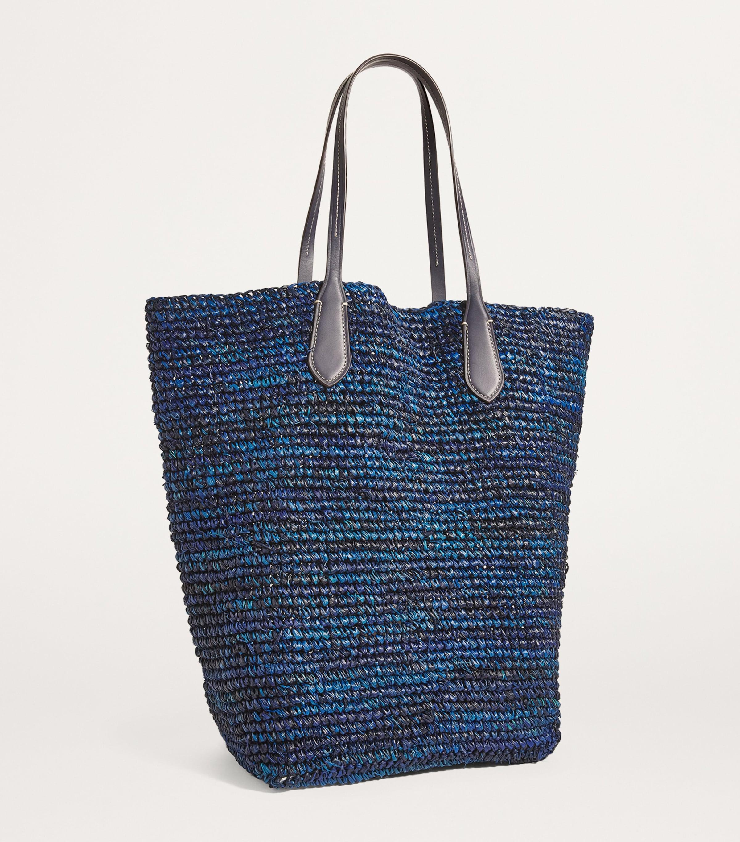 Polo Ralph Lauren Large Raffia Big Pony Tote Bag in Blue Lyst