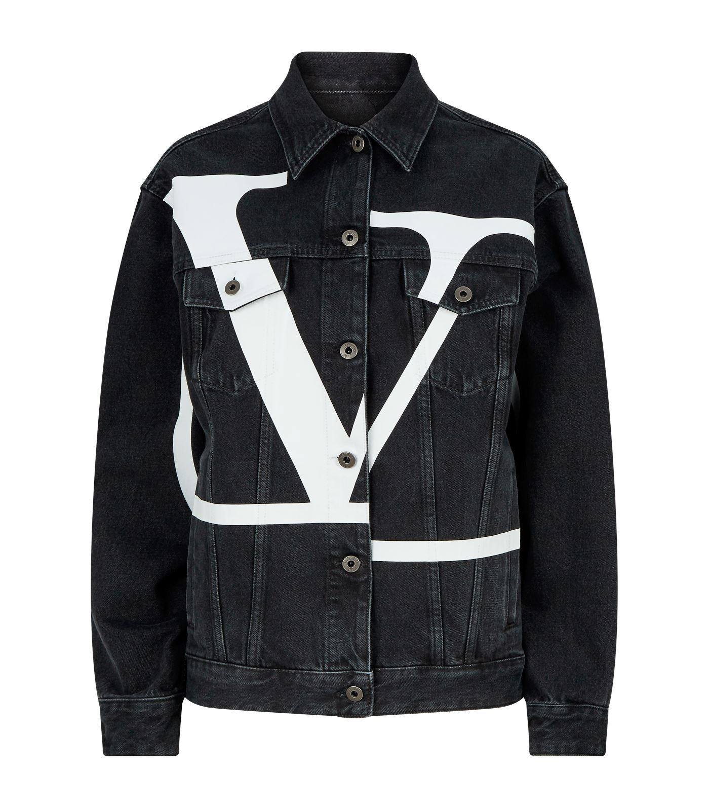 Valentino Deconstructed Vlogo Denim Jacket in Black | Lyst