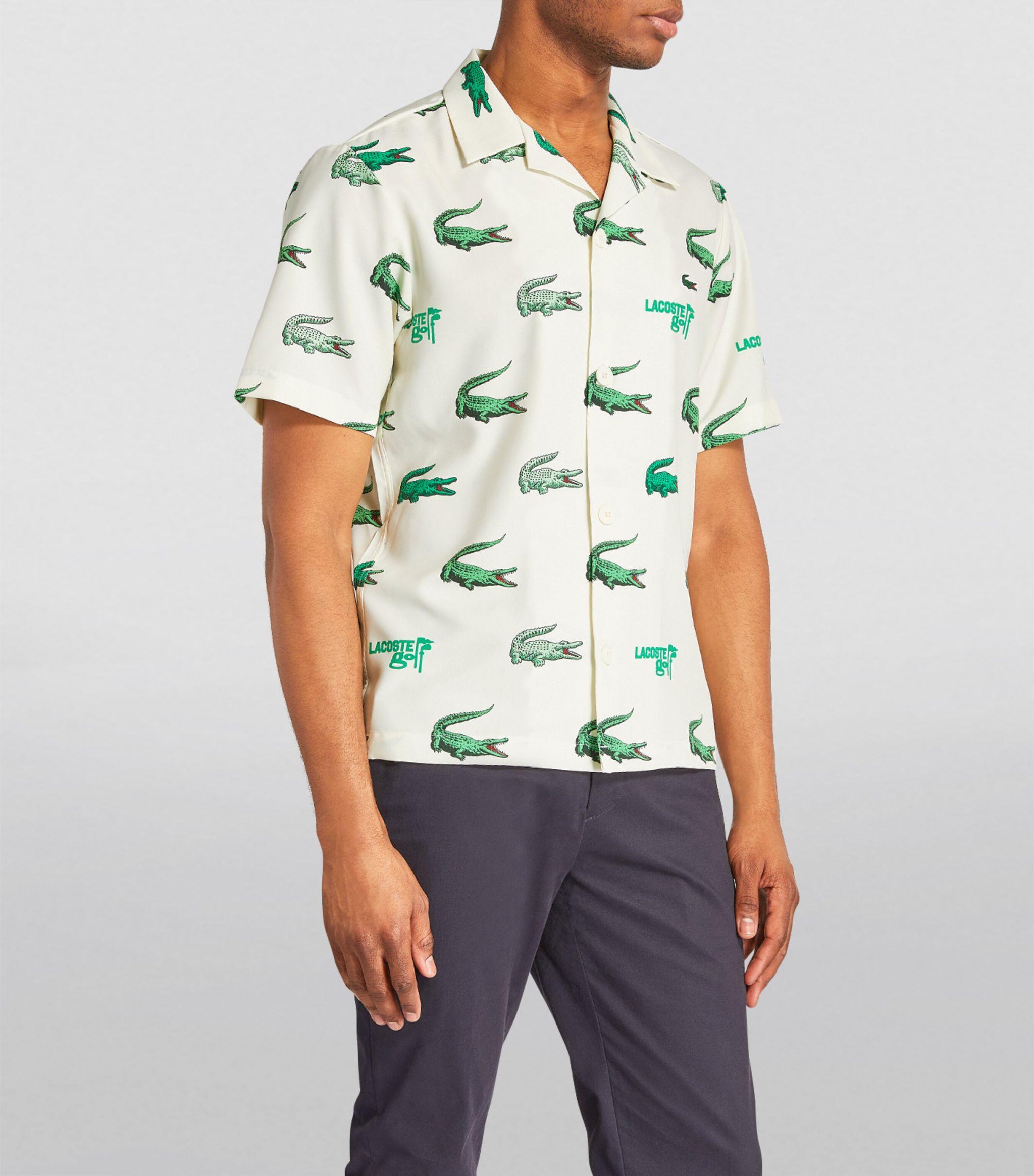 Lacoste Crocodile Print Shirt Green for Men | Lyst