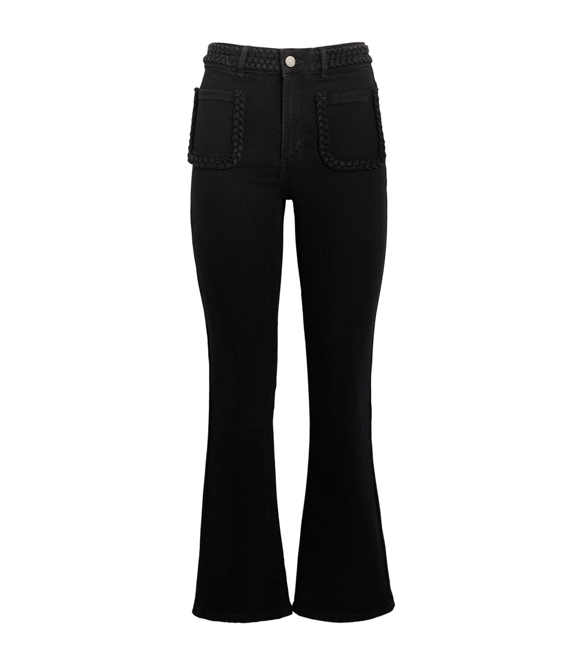 Maje Braid-detail Flared Jeans in Black | Lyst