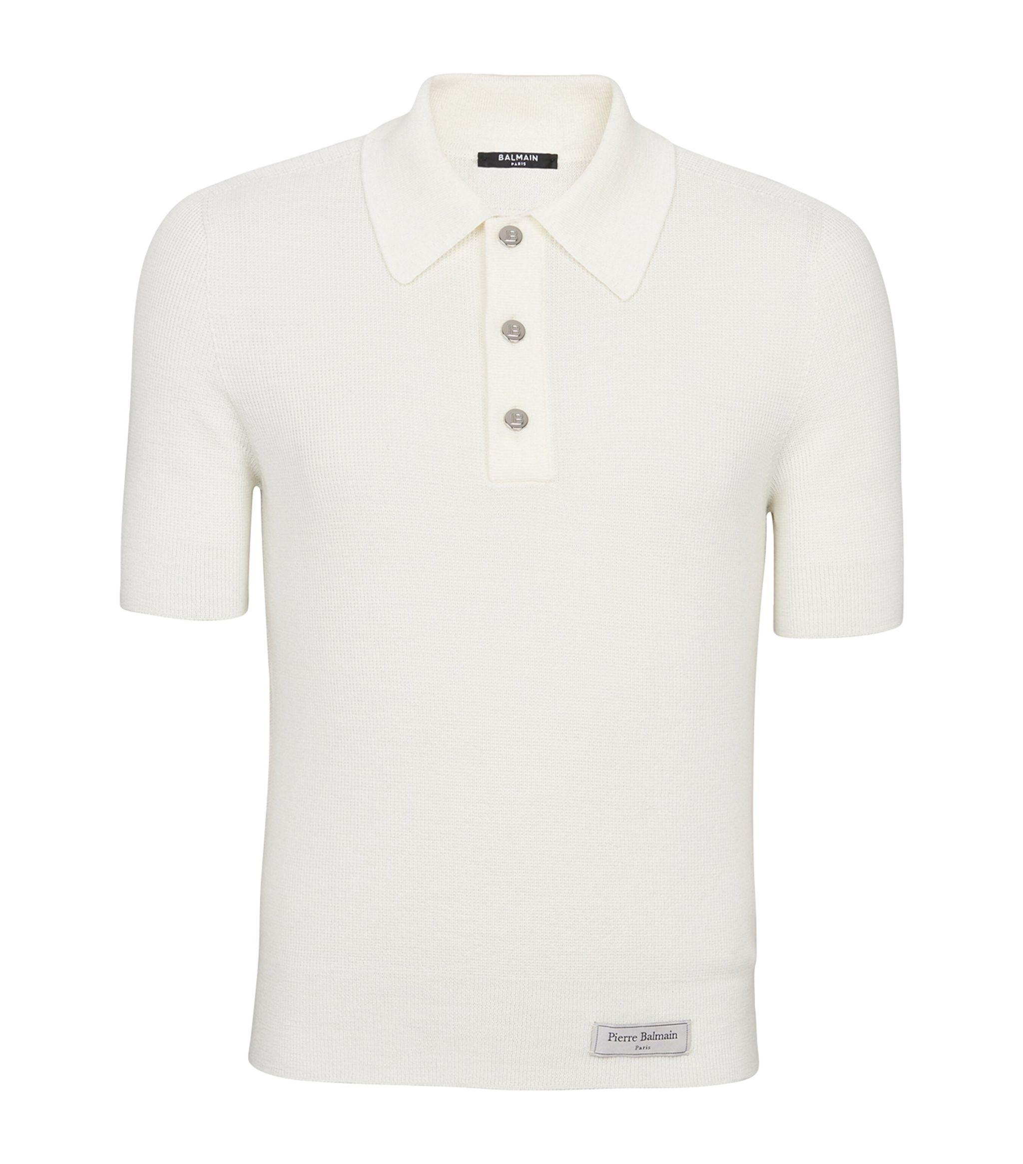 fortryde Calibre den første Balmain Merino Wool Polo Shirt in White for Men | Lyst