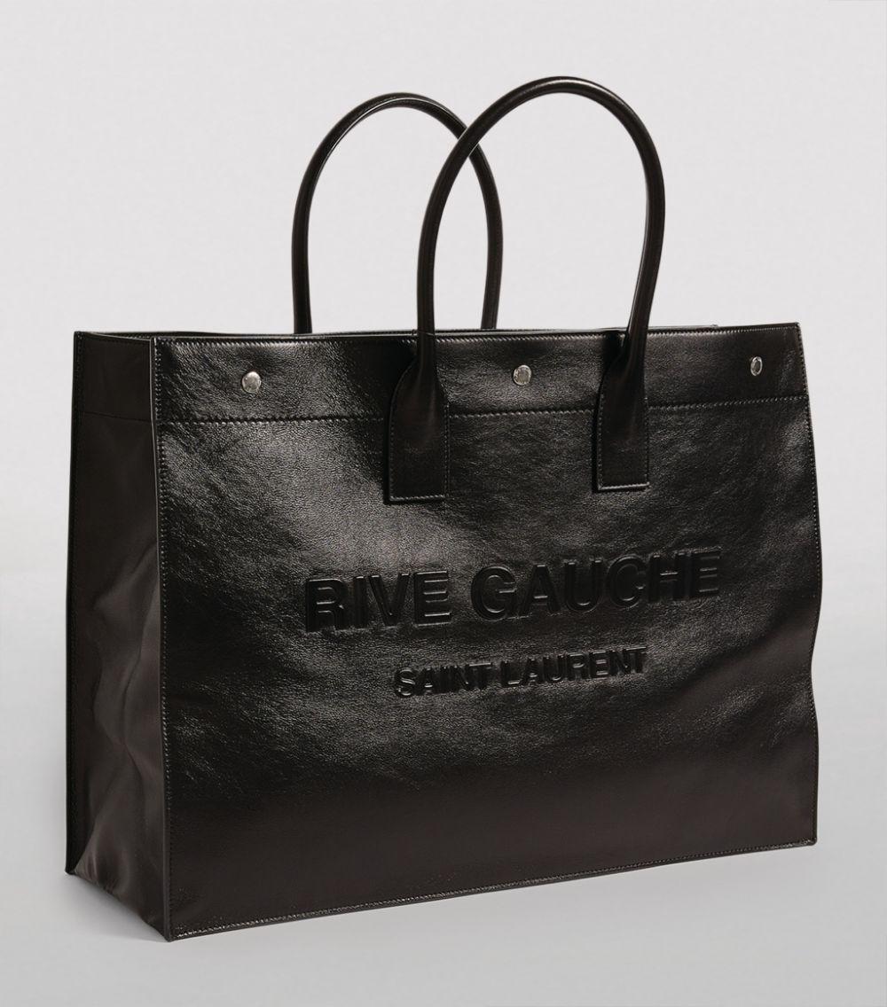Saint Laurent Leather Rive Gauche Tote Bag in Black for Men - Lyst