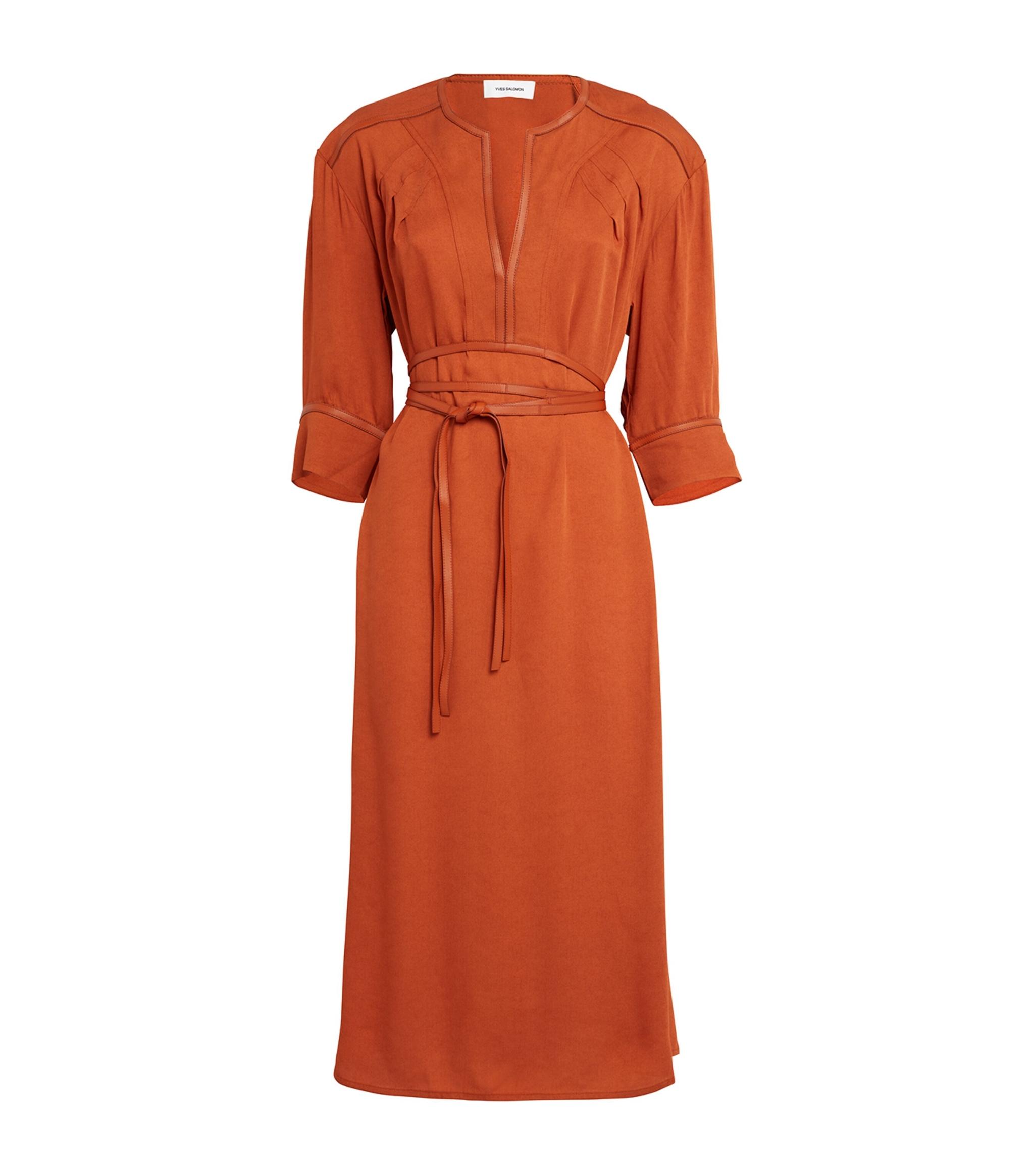Yves Salomon Cut-out Midi Dress in Orange | Lyst
