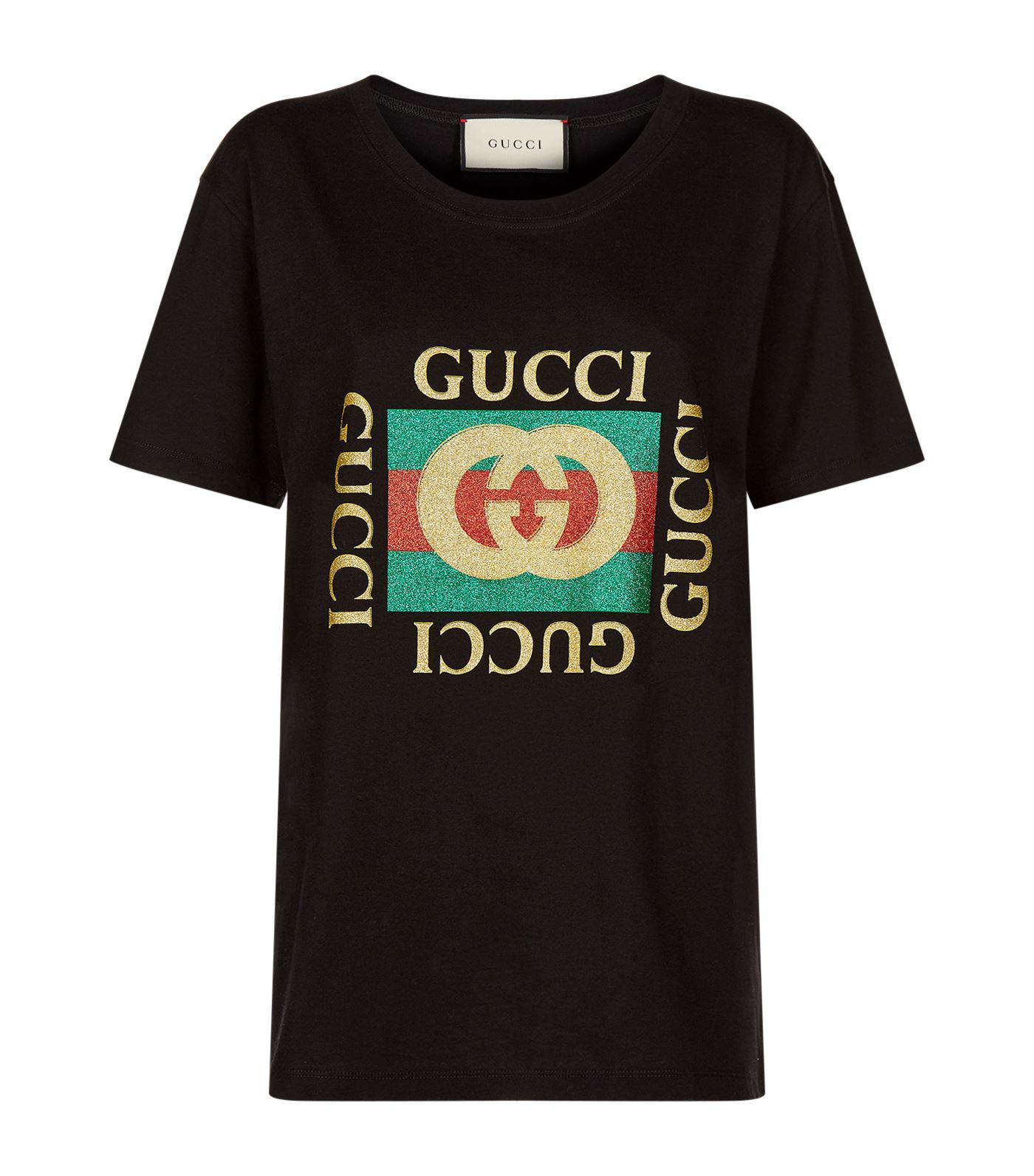 Gucci Cotton Glitter Logo T-shirt in 