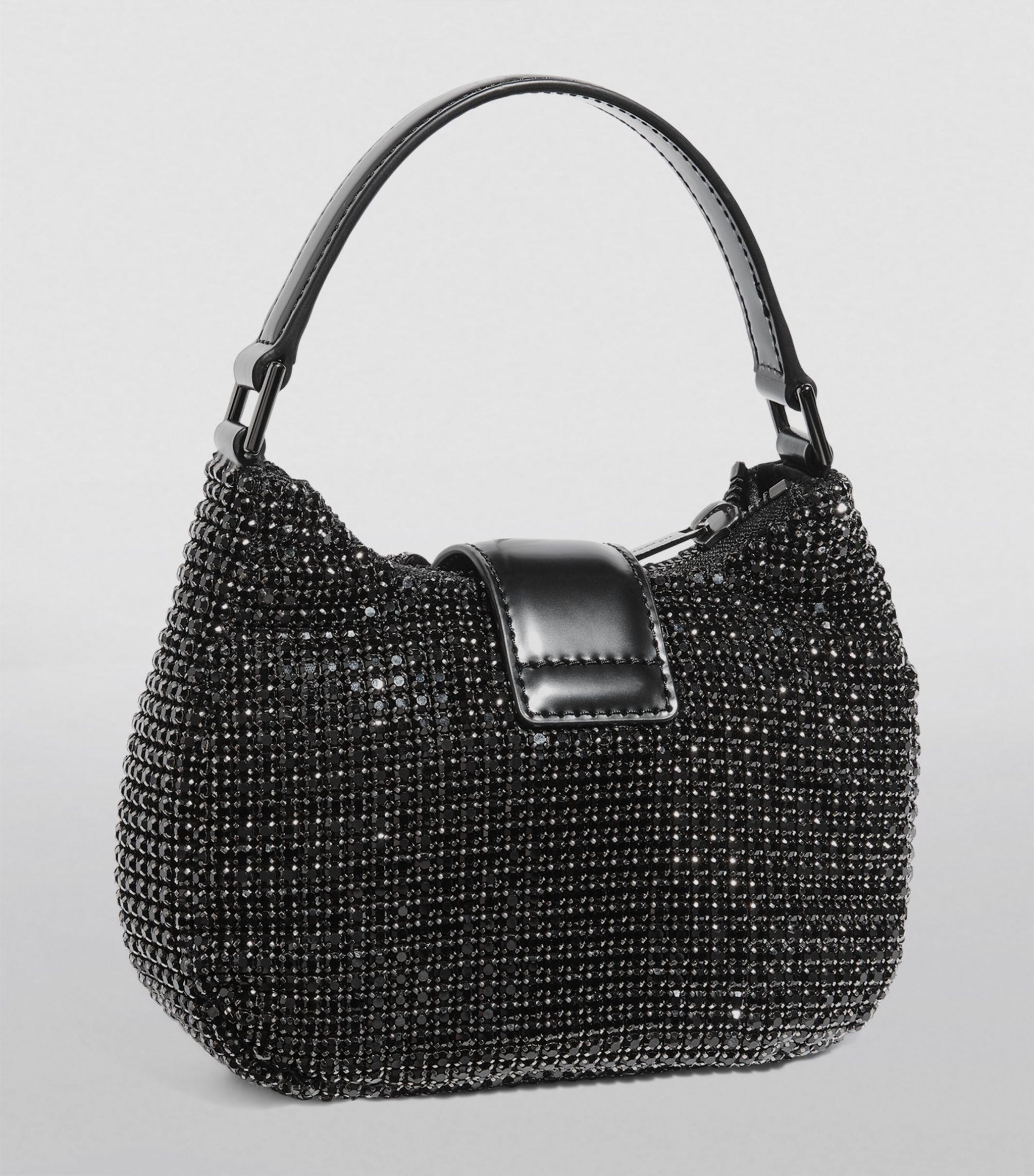 Self-Portrait Diamanté Crescent The Bow Bag in Black | Lyst