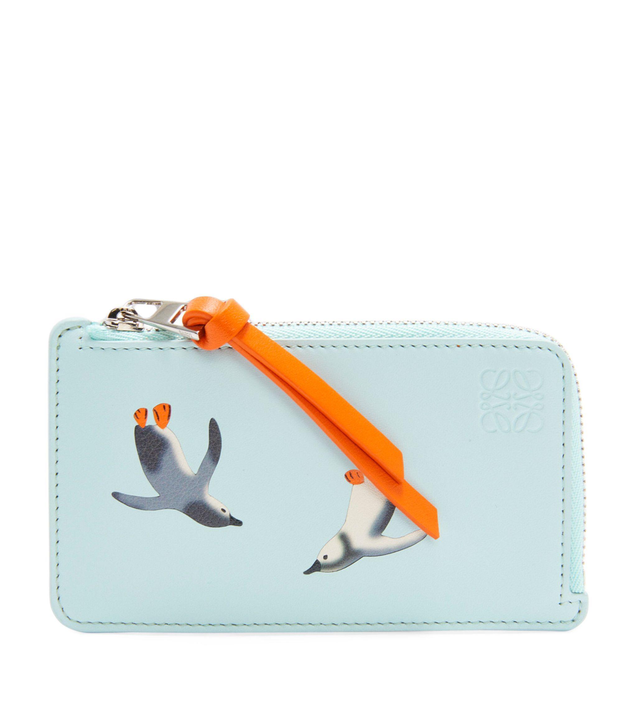 Loewe X Suna Fujita Calfskin Penguin Zipped Card Holder in