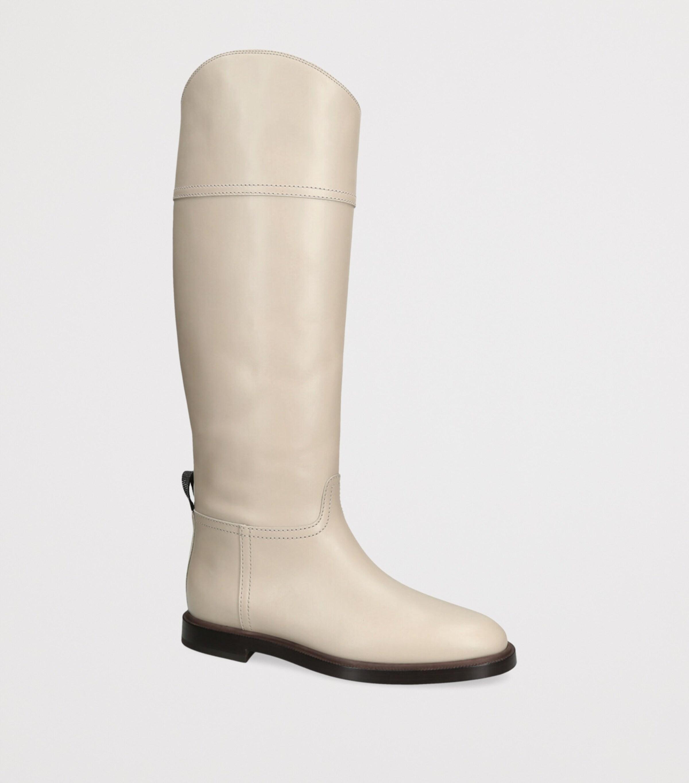 ロングブーツ BRUNELLO CUCINELLI STIVALE IN PELLE LISCIA CON MONILE Brunello Cucinelli Crocodile-Embossed Leather Knee-High