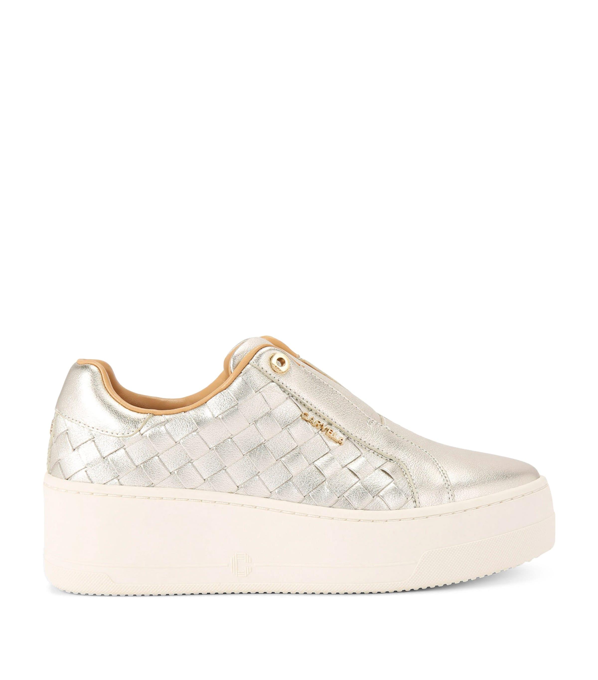 Carvela Kurt Geiger Woven Leather Connected Laceless Sneakers in Natural Lyst UK