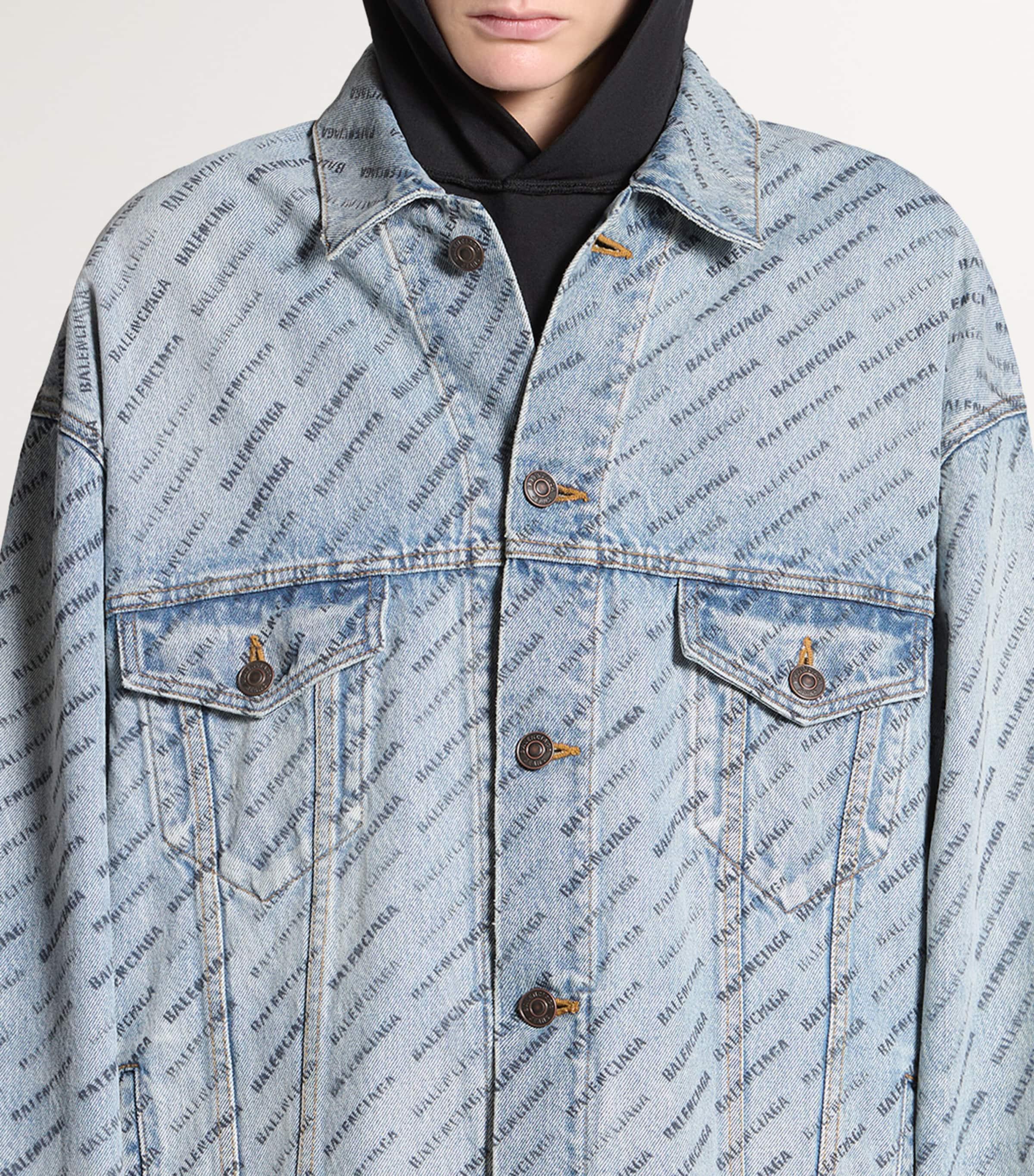 BALENCIAGA Logo Print Balenciaga Denim Long Sleeve Button-Down