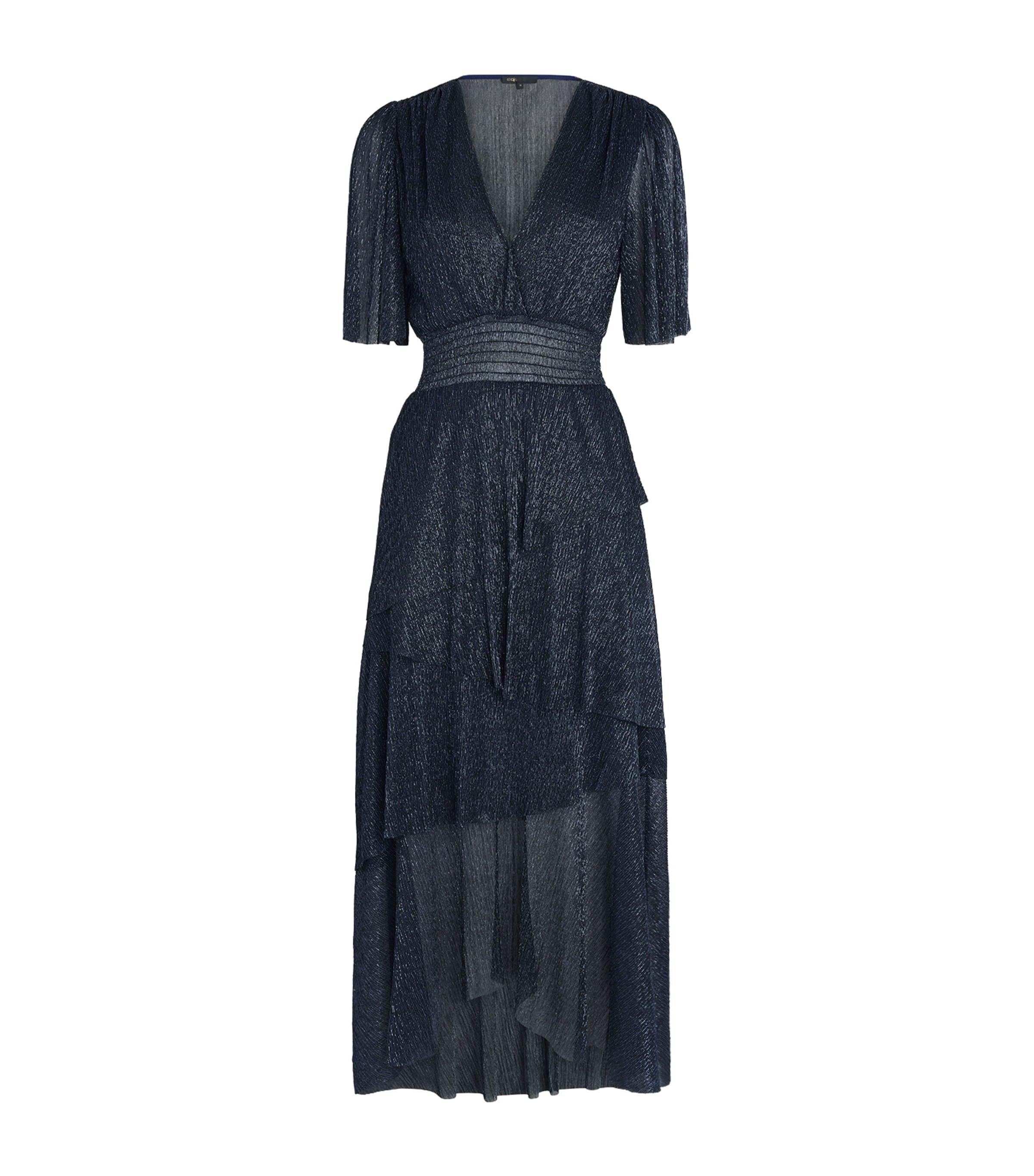 maje long metallic dress Metallic maxi dress