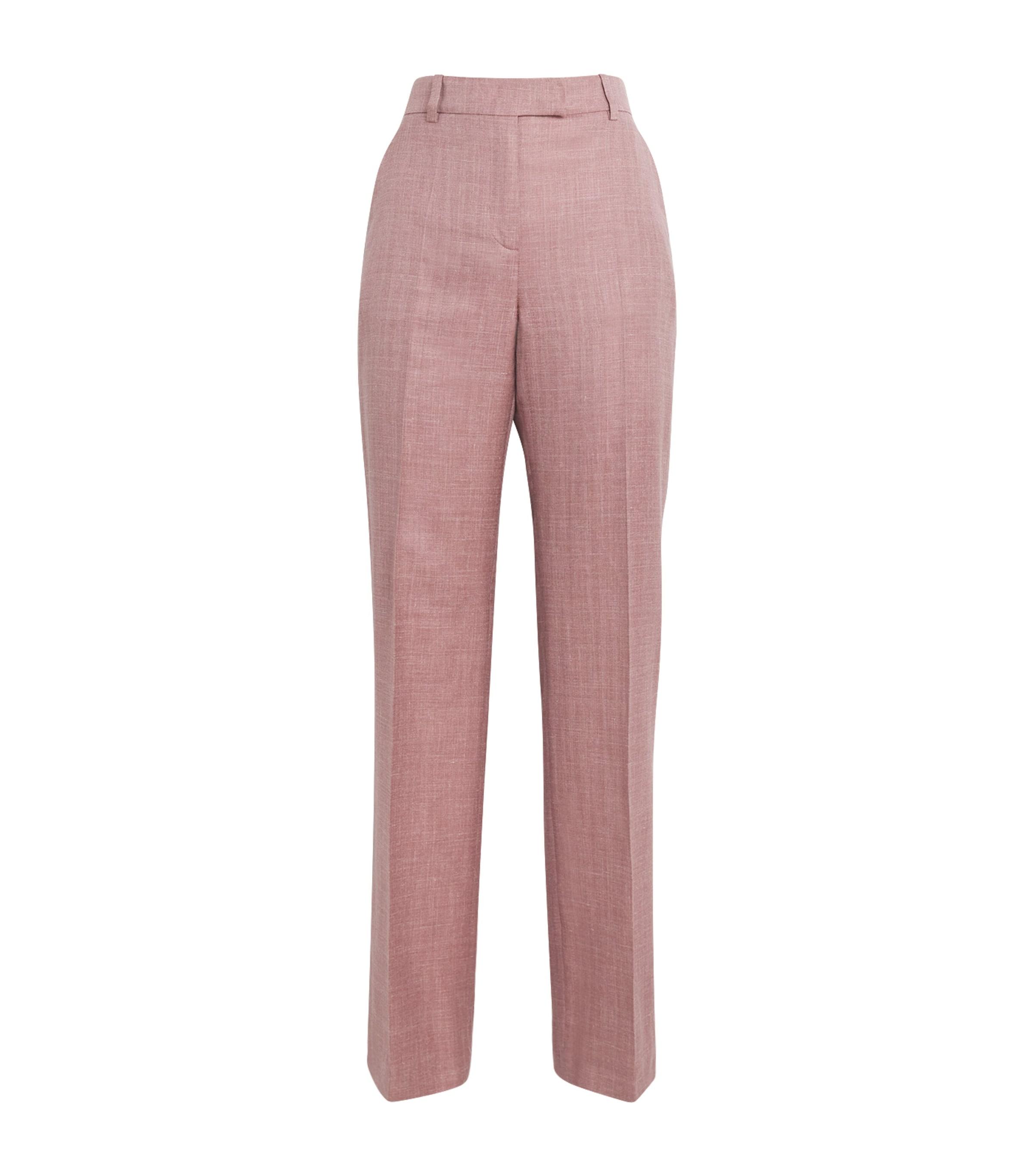 Eleventy Wool-Silk-Linen Straight Trousers in Pink | Lyst