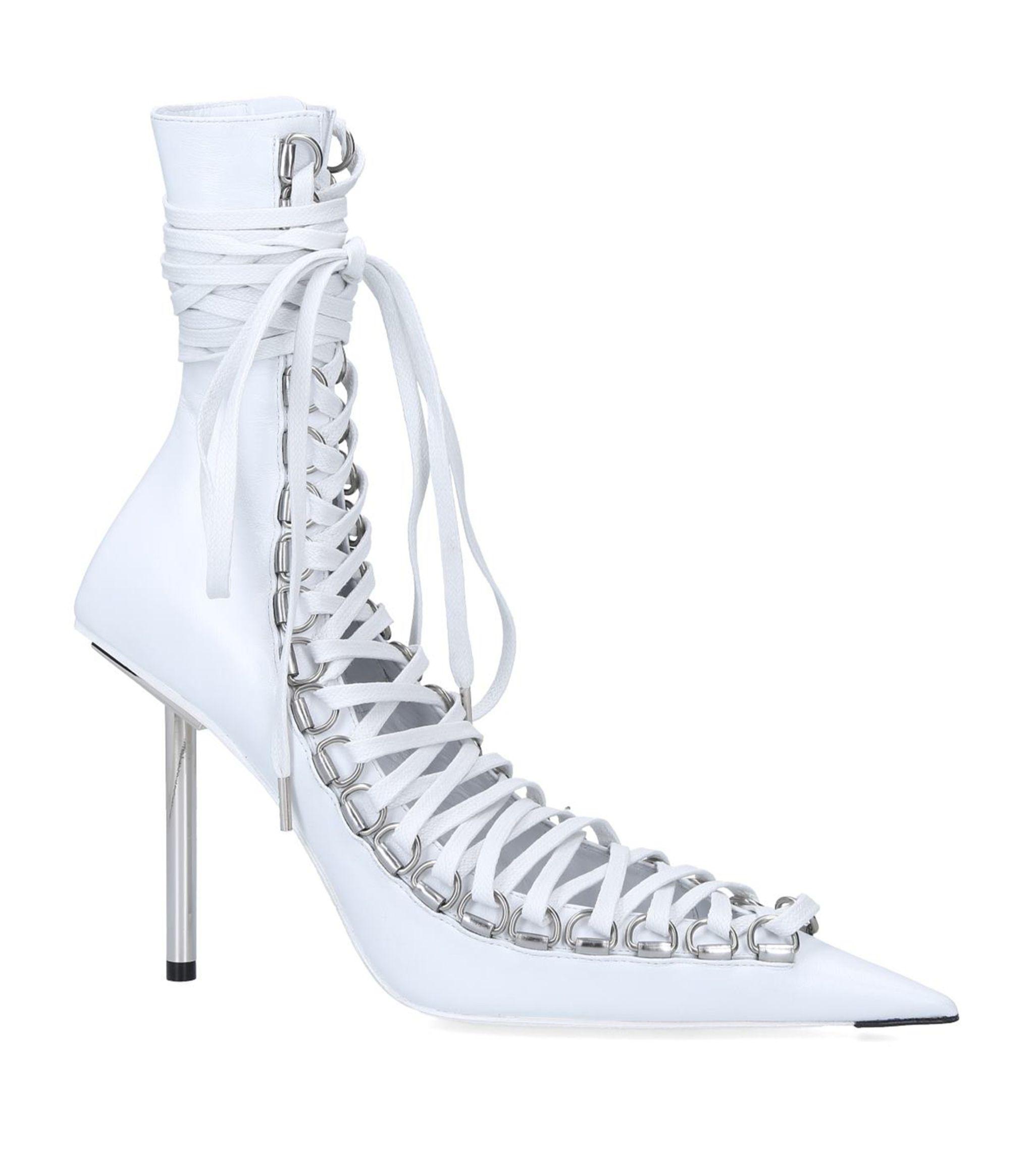 Balenciaga Leather Corset Ankle Boots 110 in White | Lyst