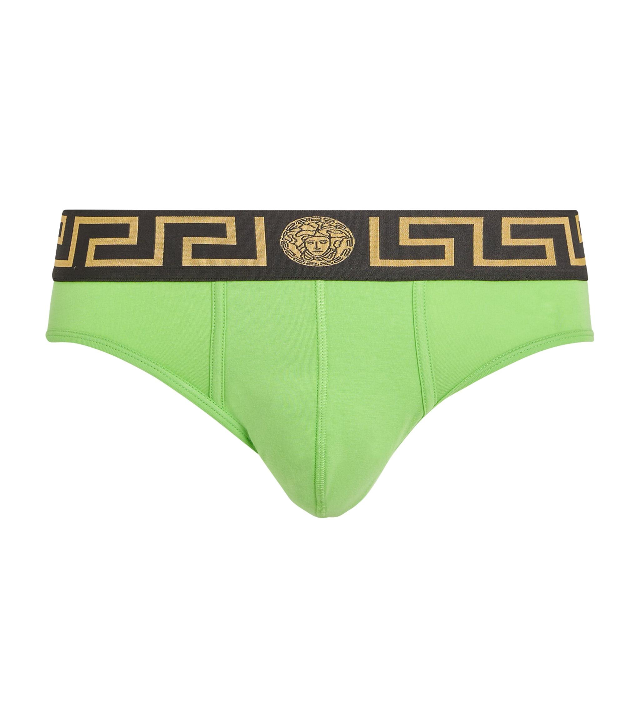 Versace Greca-waistband Low-rise Briefs in Green for Men | Lyst