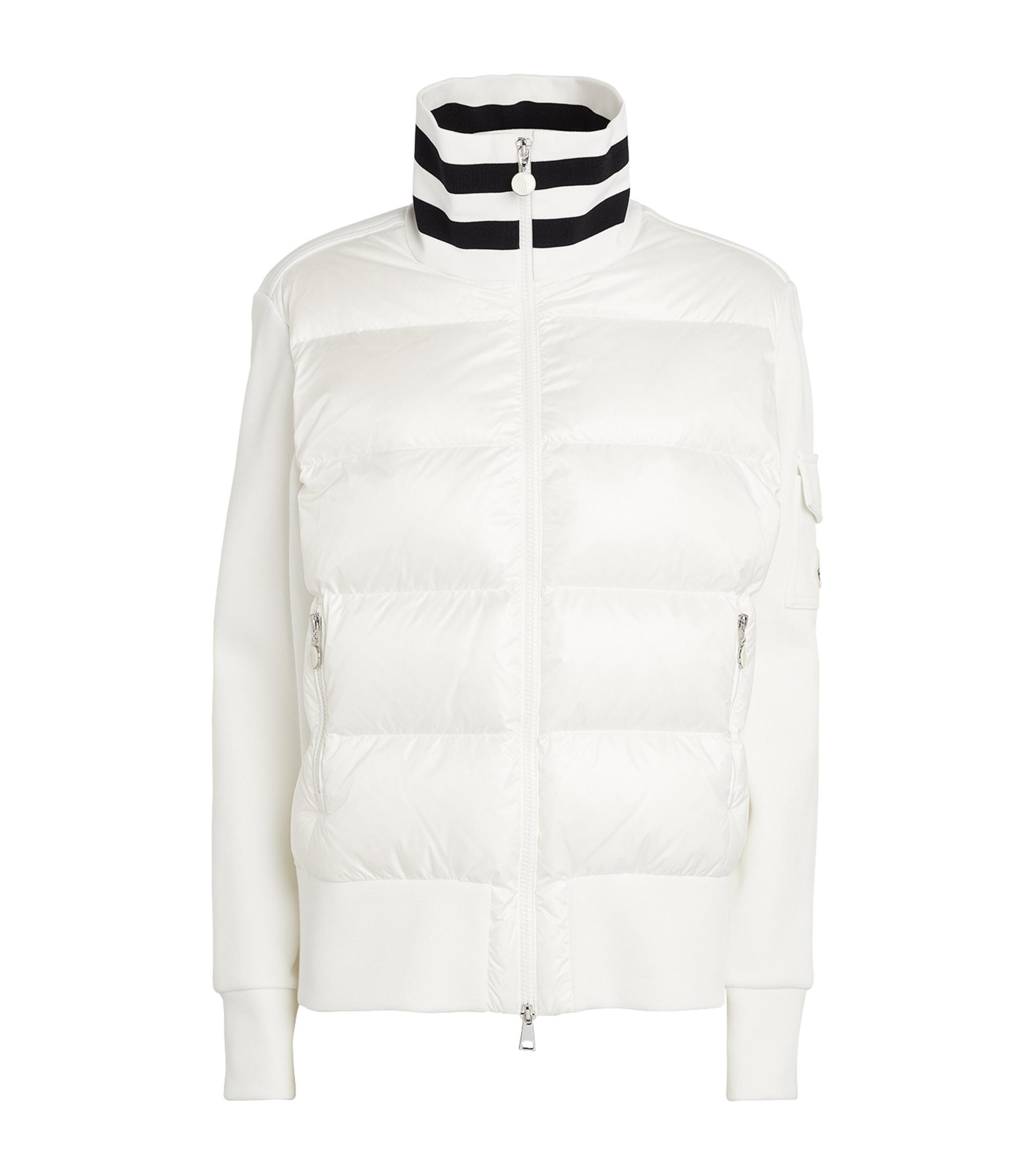 Moncler Puffer Bomber Jacket in White | Lyst