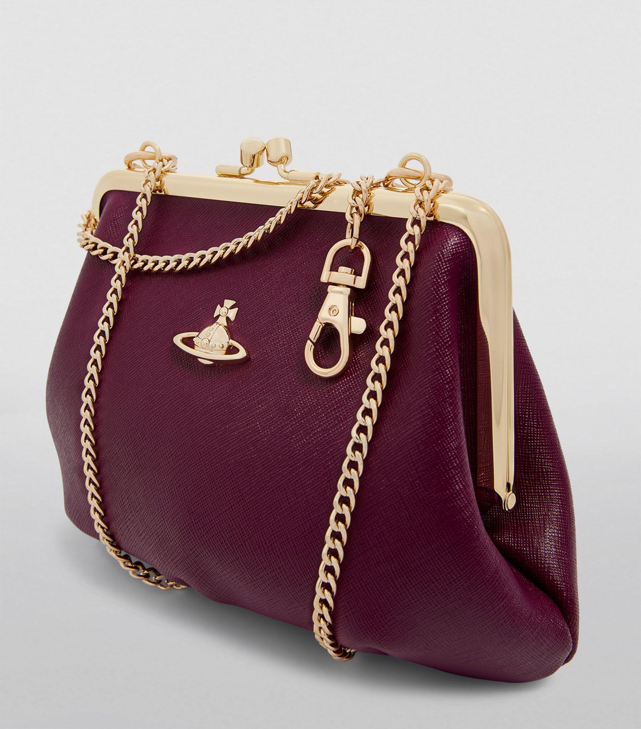 Vivienne Westwood Granny Frame Saffiano Leather Bag Purple