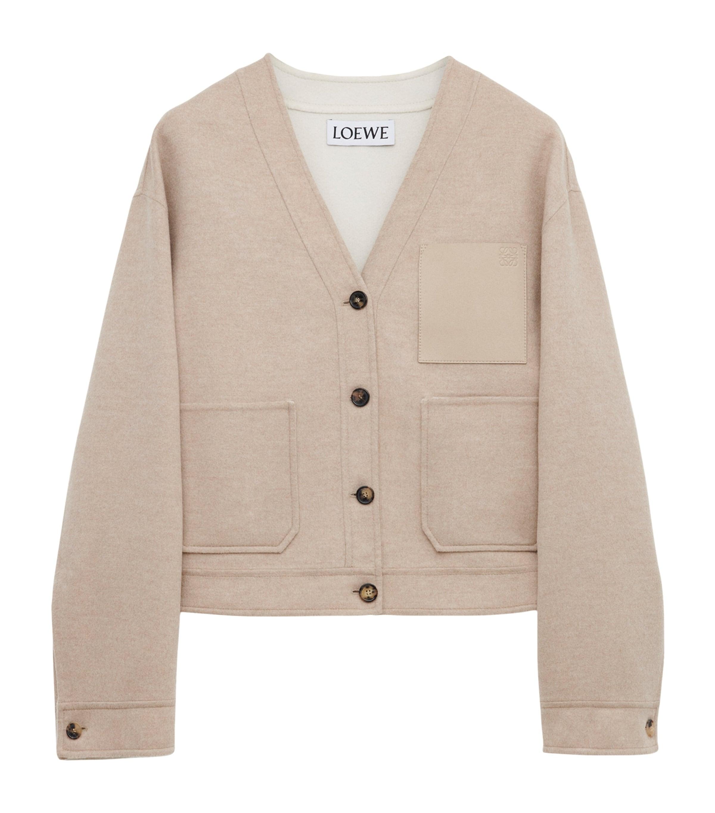 Loewe Wool-Cashmere Anagram Cardigan in Natural | Lyst