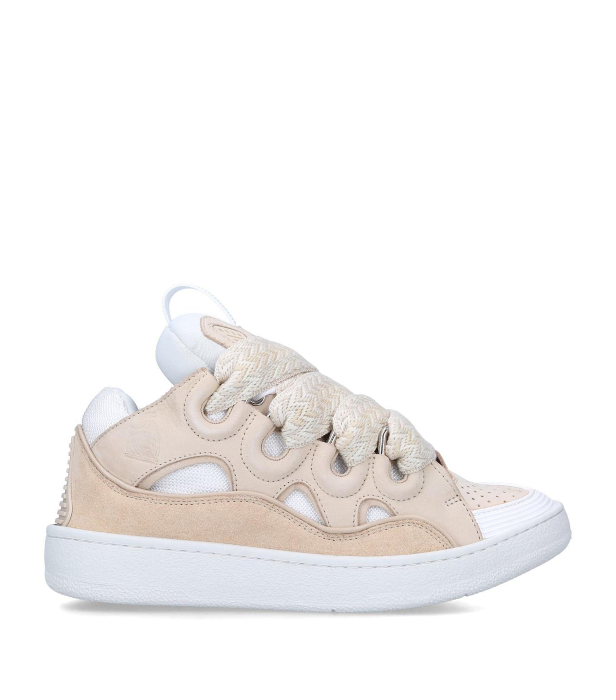 Lanvin Leather Curb Sneakers in White | Lyst