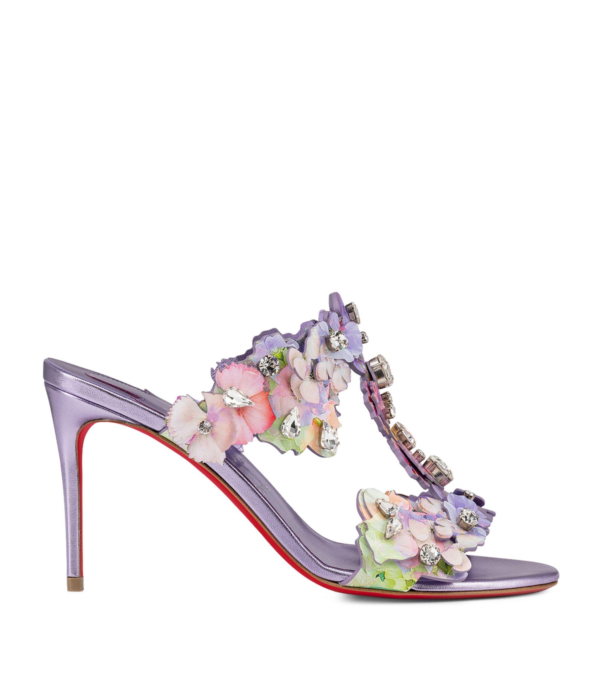 Christian Louboutin Flora Leather Sandals 85 in Purple | Lyst