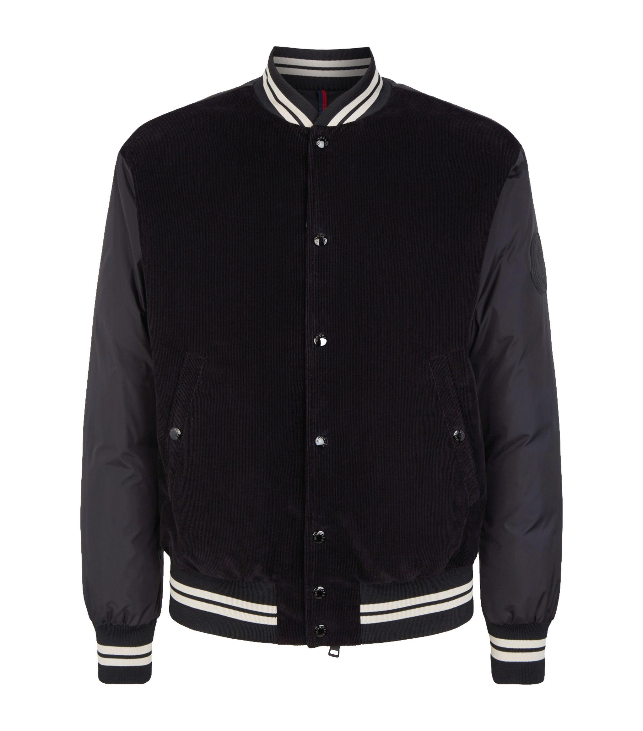 Moncler Cotton Exmoor Varsity Jacket Black for Men - Lyst