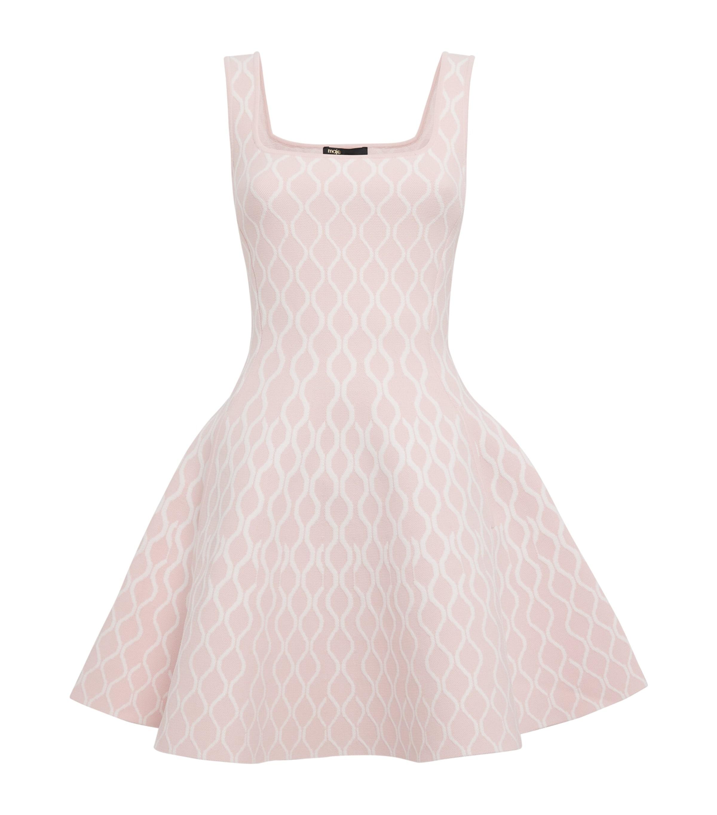 maje pink jacquard dress Pink jacquard dress