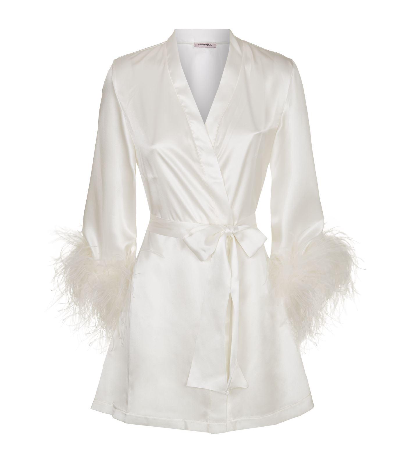 Gilda & Pearl Feather Trim Robe in White | Lyst