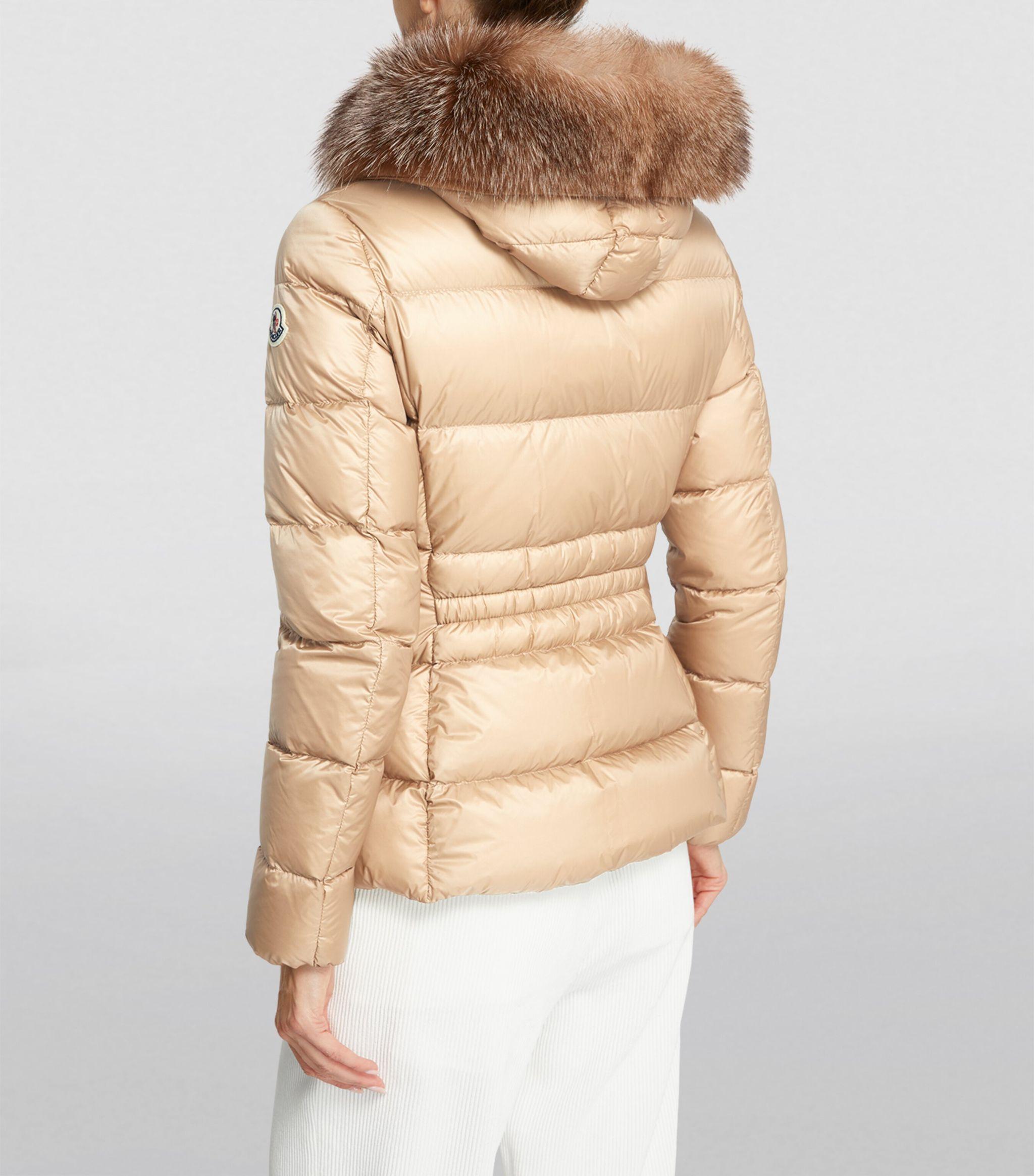 Moncler Fur trim Boed Puffer Jacket in Natural Lyst UK