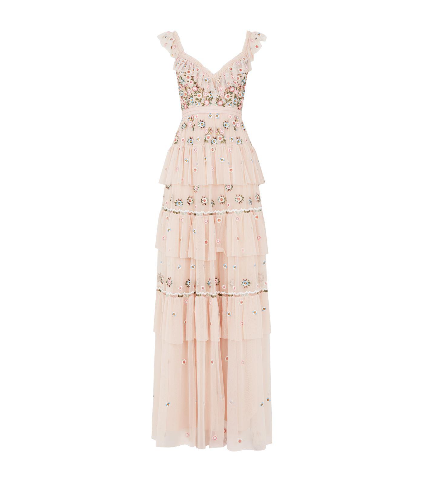 Needle & Thread Tulle Whimsical Tiered Gown in Pink | Lyst