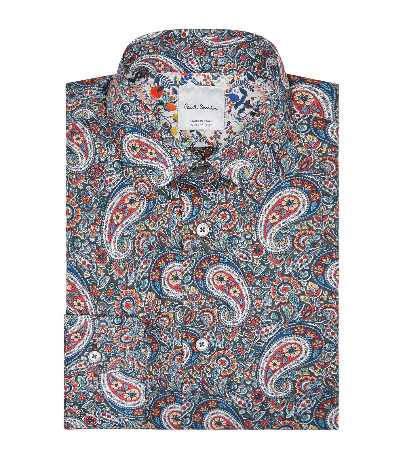 Paul Smith Cotton Paisley Shirt in Blue for Men | Lyst