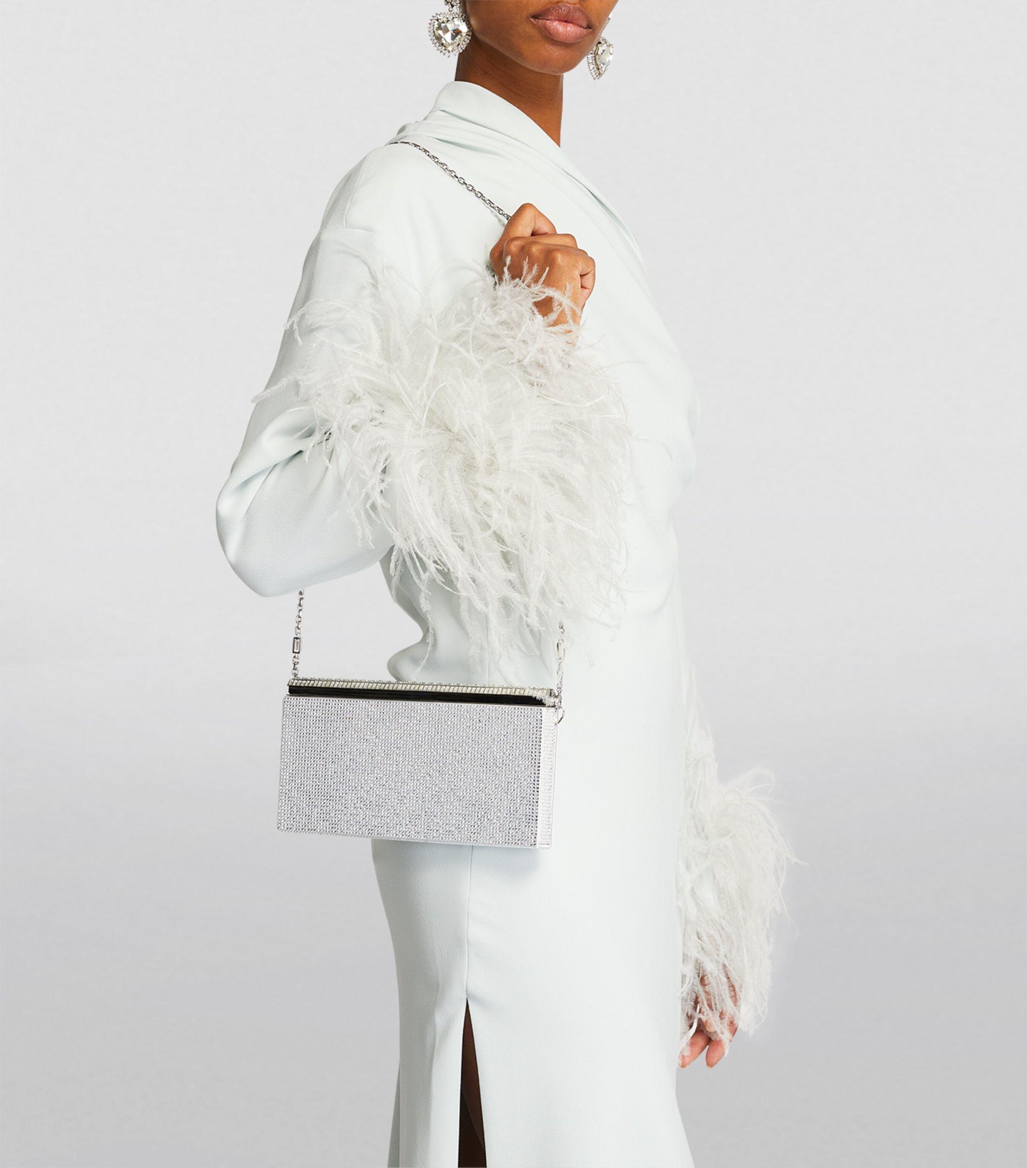 Judith Leiber Rose Crystal-embellished Clutch Bag in White