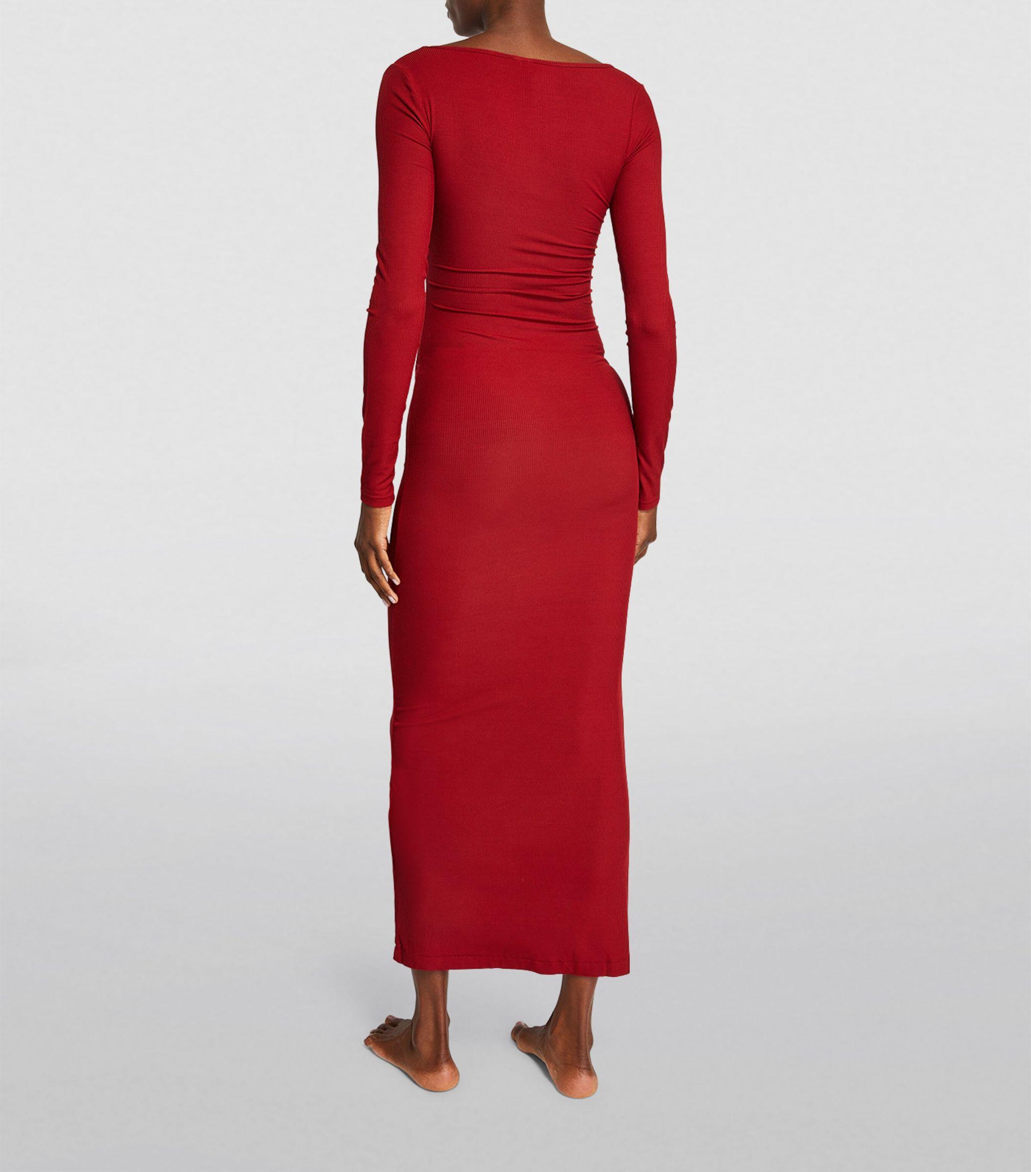 Skims Soft Lounge Maxi Dress in Red | Lyst