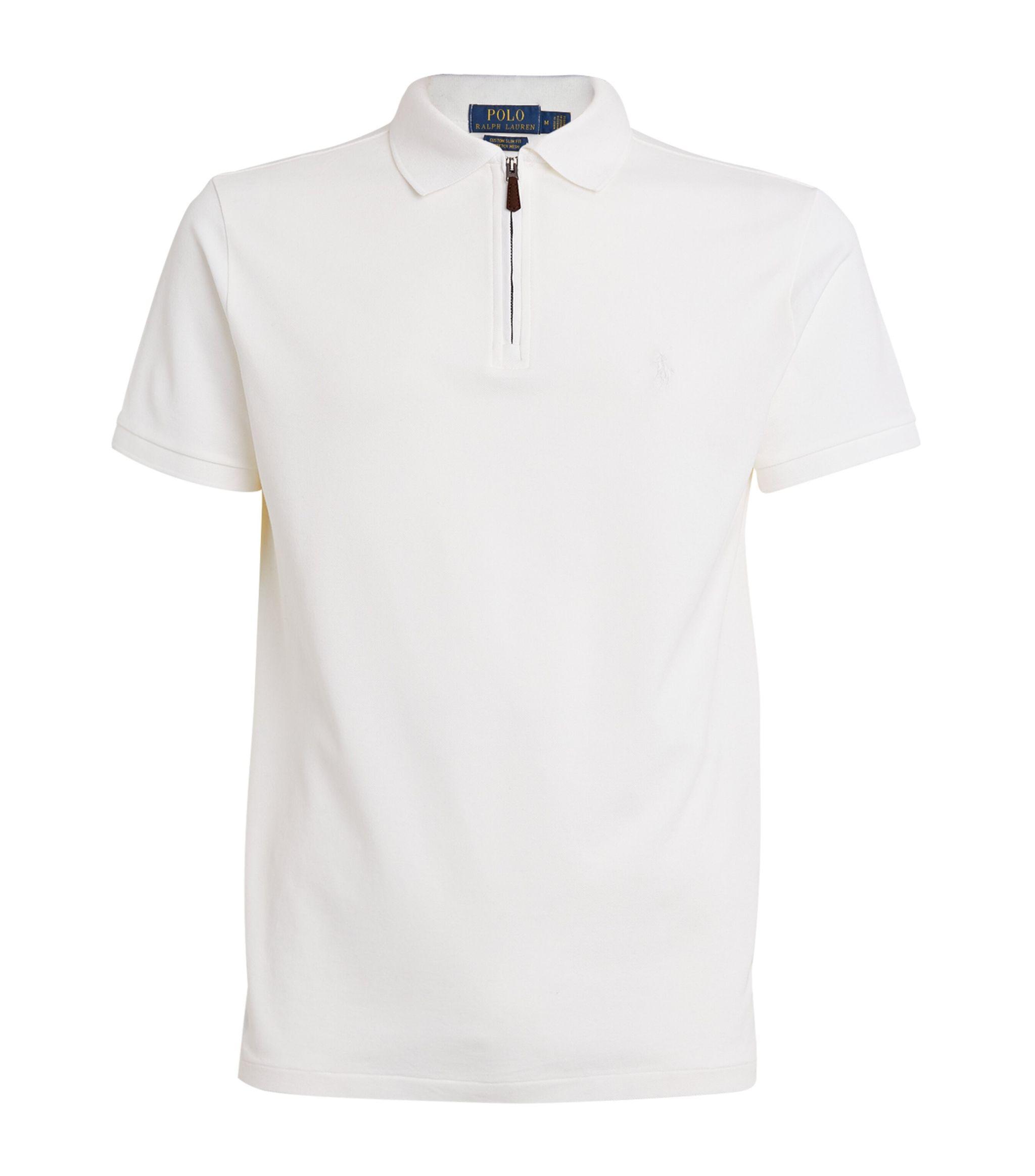 Polo Ralph Lauren Cotton Halfzip Slimfit Polo Shirt in White for Men
