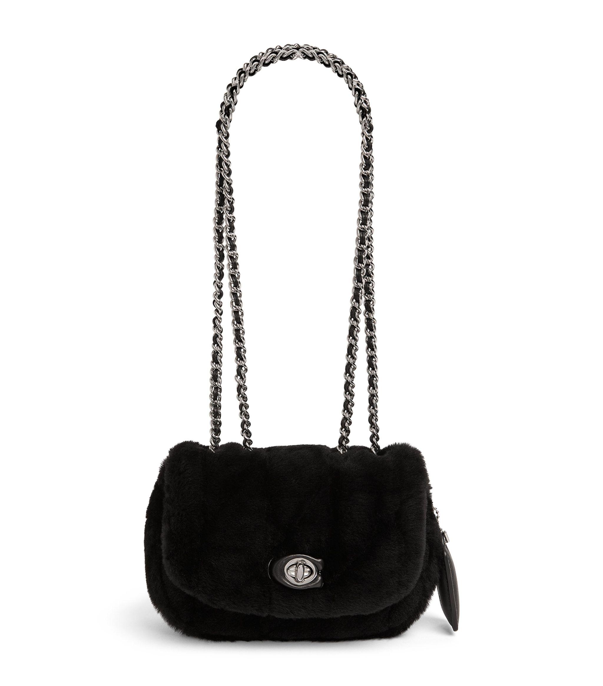COACH Quilted Shearling Pillow Madison Shoulder Bag in Black Lyst
